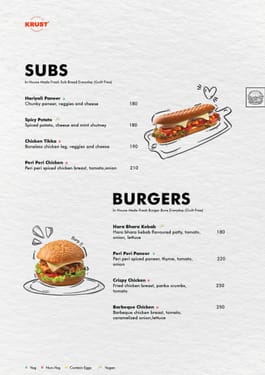 Krust Cafe Menu of Krust Cafe, Koramangala, South Bengaluru