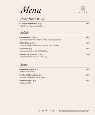 Neama Menu Menu of Neuma, Colaba, South Mumbai