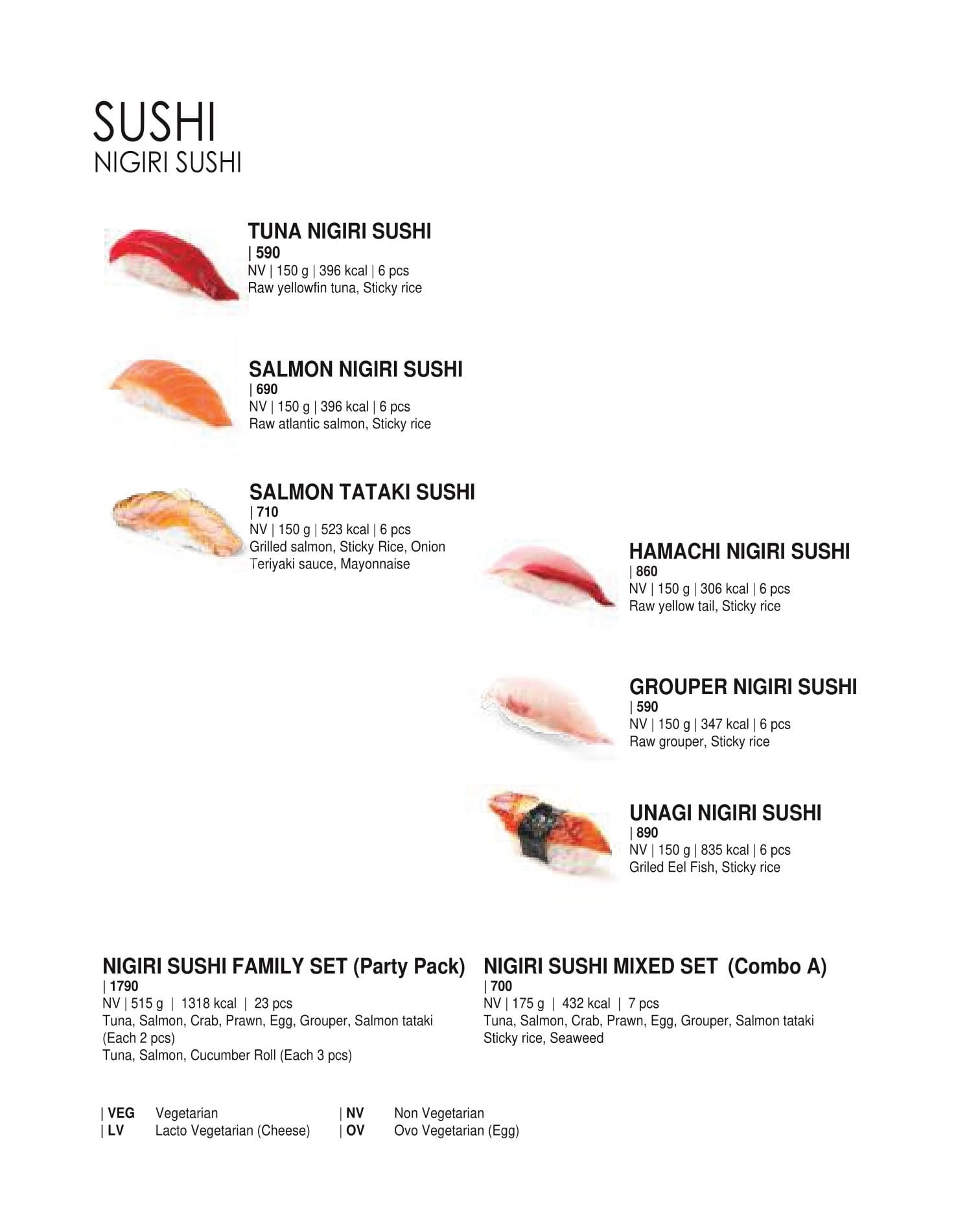 Dining Experience for Two at Daily Sushi, South Bengaluru — Food menu