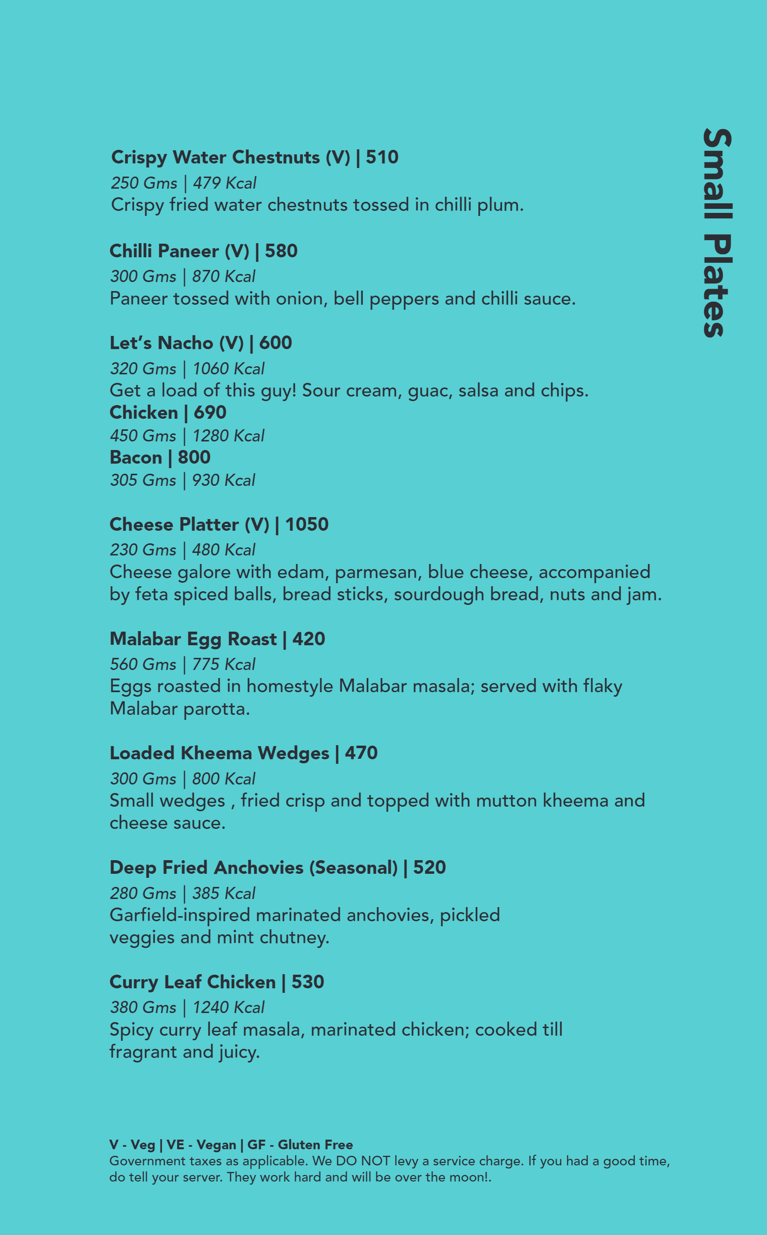 Dining Experience for Two at Monkey Bar, Bengaluru — Food menu