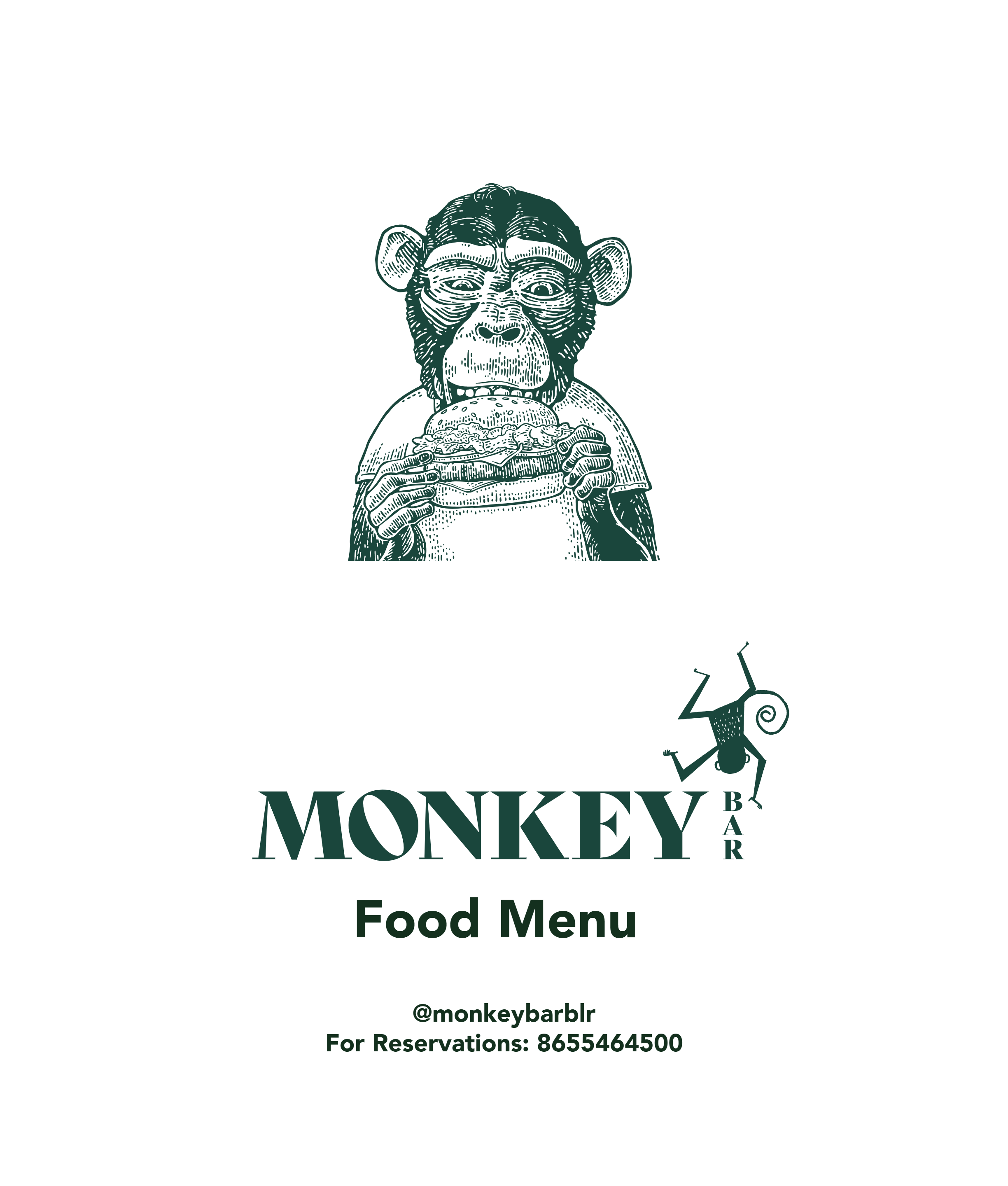 Dining Experience for Two at Monkey Bar, Bengaluru — Food menu