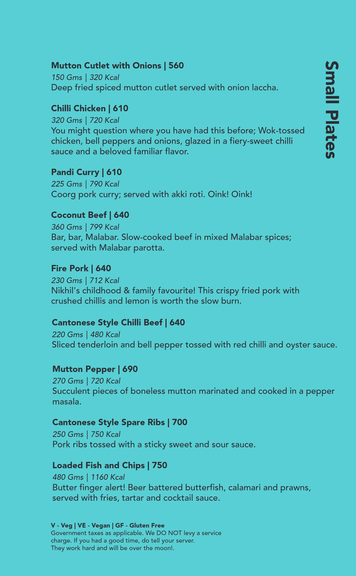 Dining Experience for Two at Monkey Bar, Bengaluru — Food menu