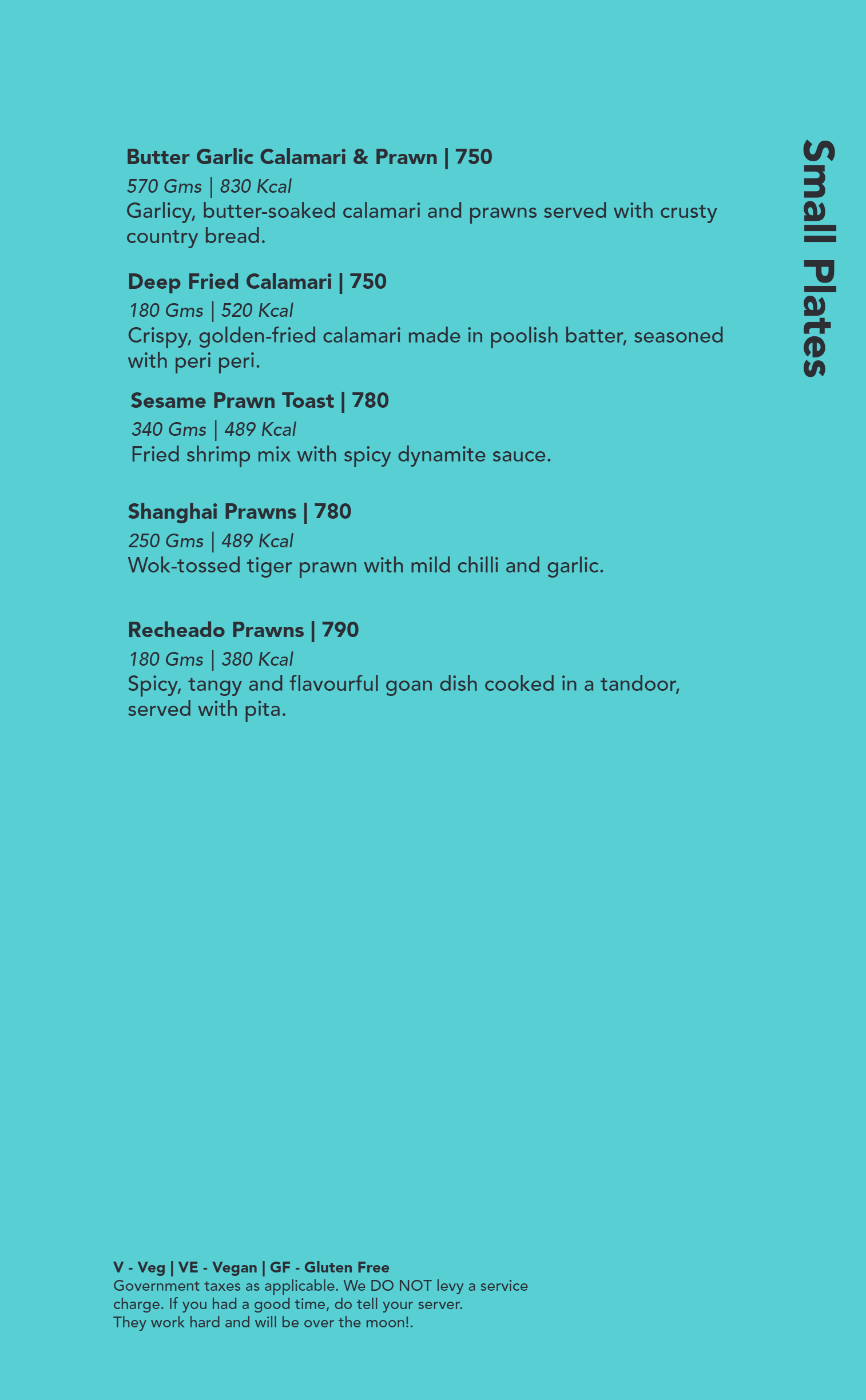 Dining Experience for Two at Monkey Bar, Bengaluru — Food menu
