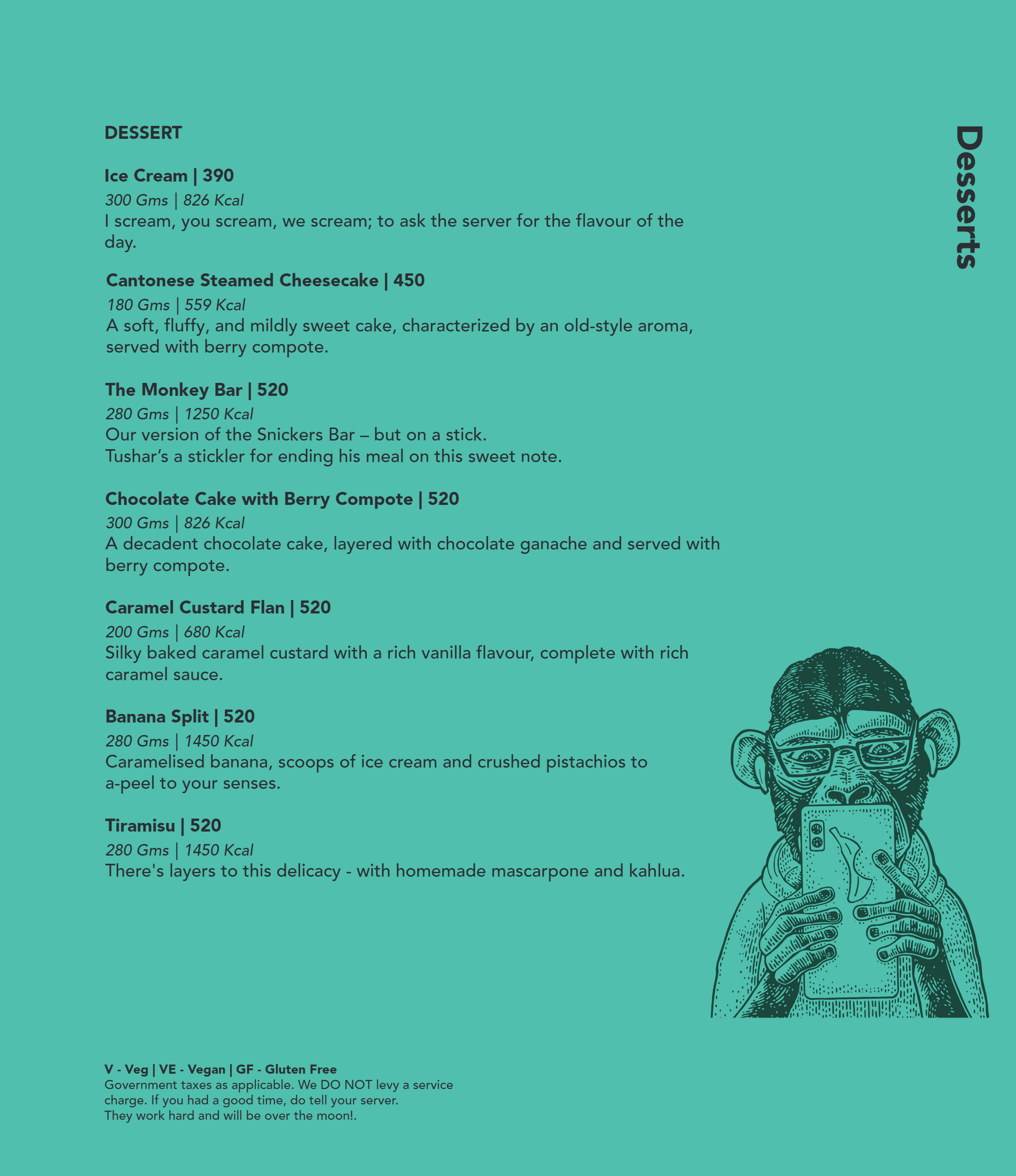 Dining Experience for Two at Monkey Bar, Bengaluru — Food menu