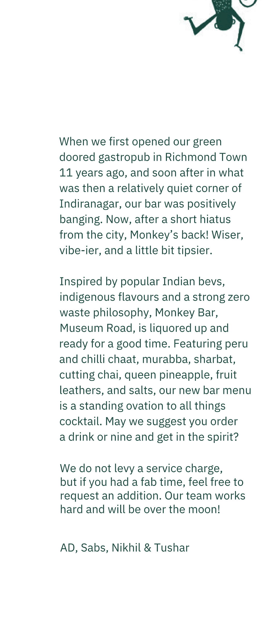 Dining Experience for Two at Monkey Bar, Bengaluru — Beverages menu