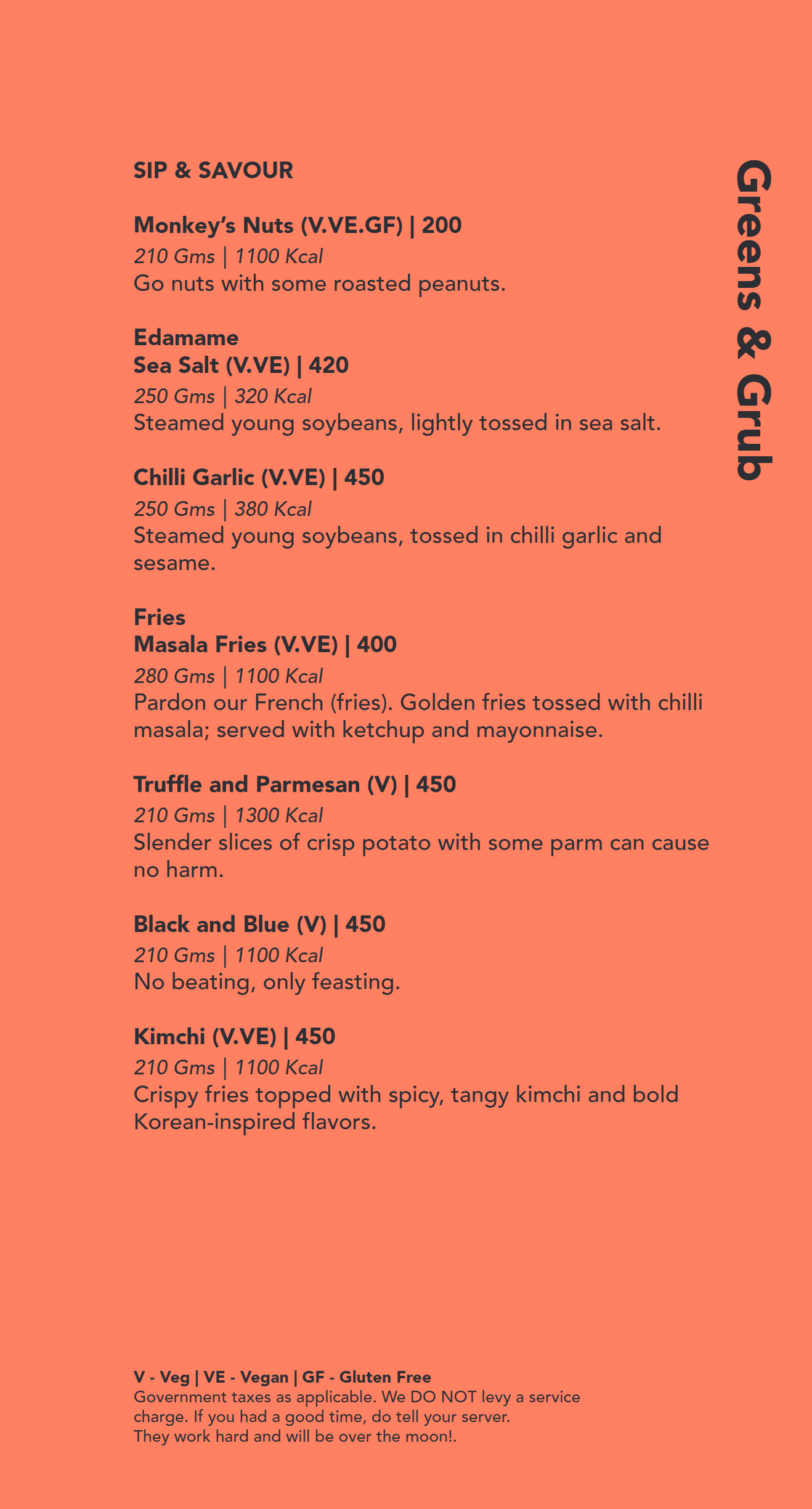 Dining Experience for Two at Monkey Bar, Bengaluru — Food menu