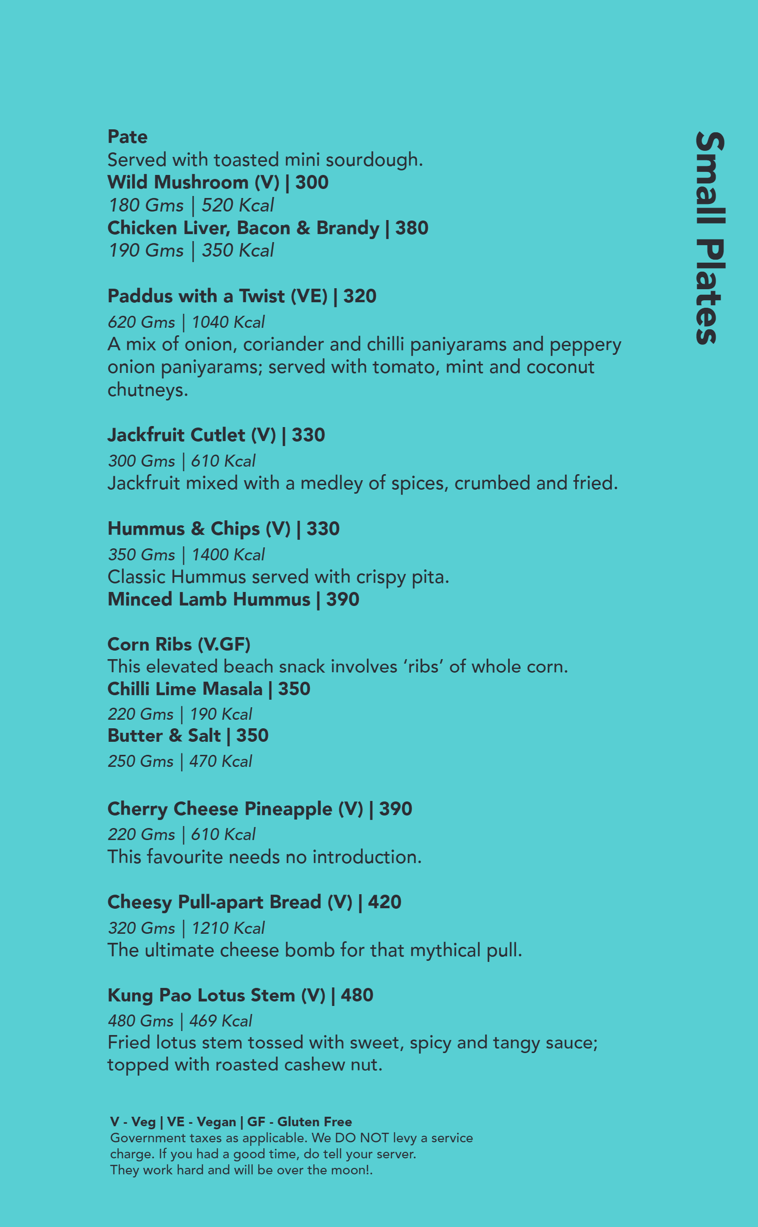 Dining Experience for Two at Monkey Bar, Bengaluru — Food menu