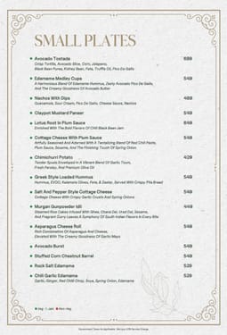 Menu of The Nines, Juhu, Western Suburbs