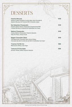 Menu of The Nines, Juhu, Western Suburbs
