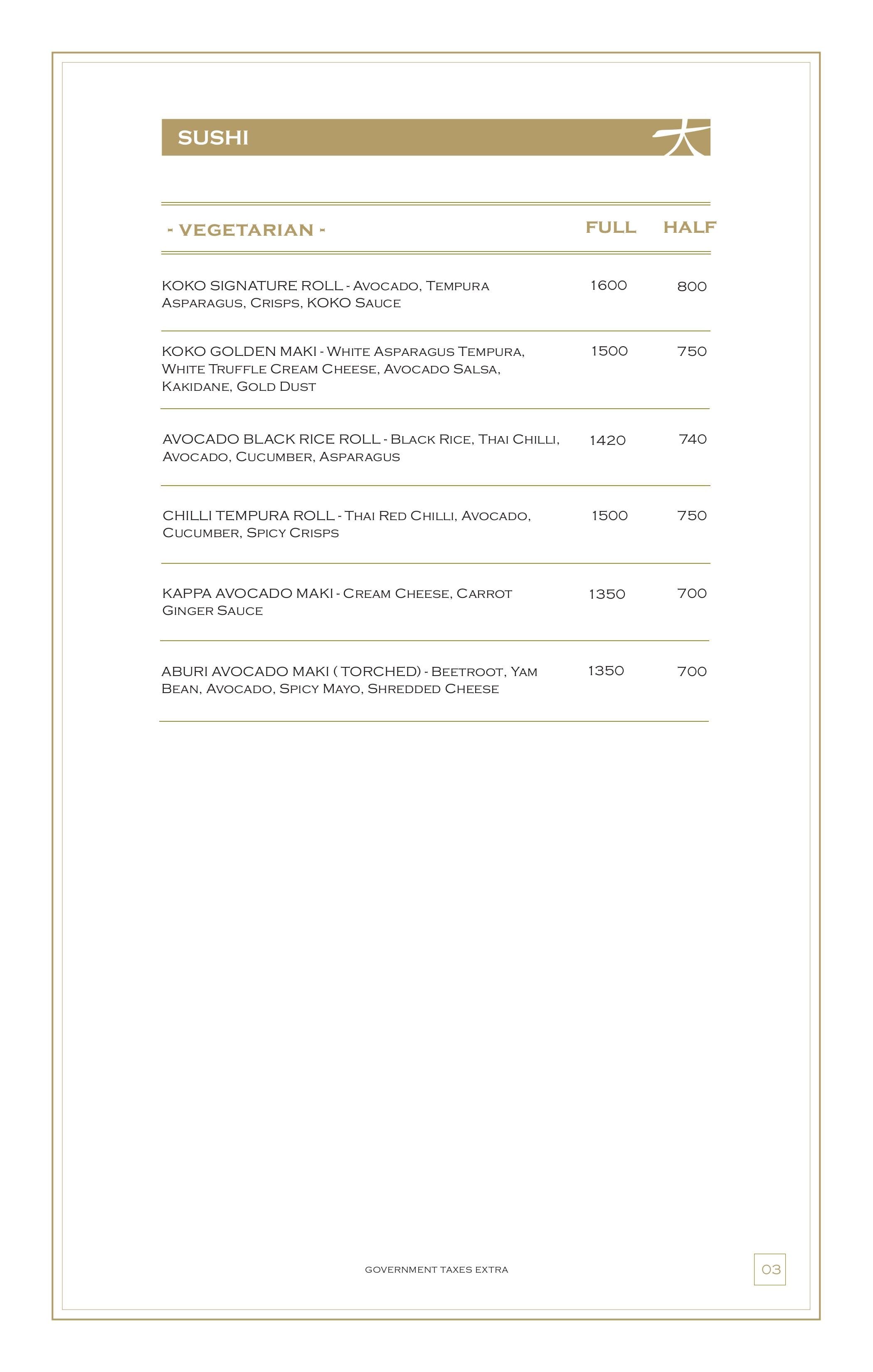 Dining Experience for Two at KOKO, East Bengaluru — Food menu