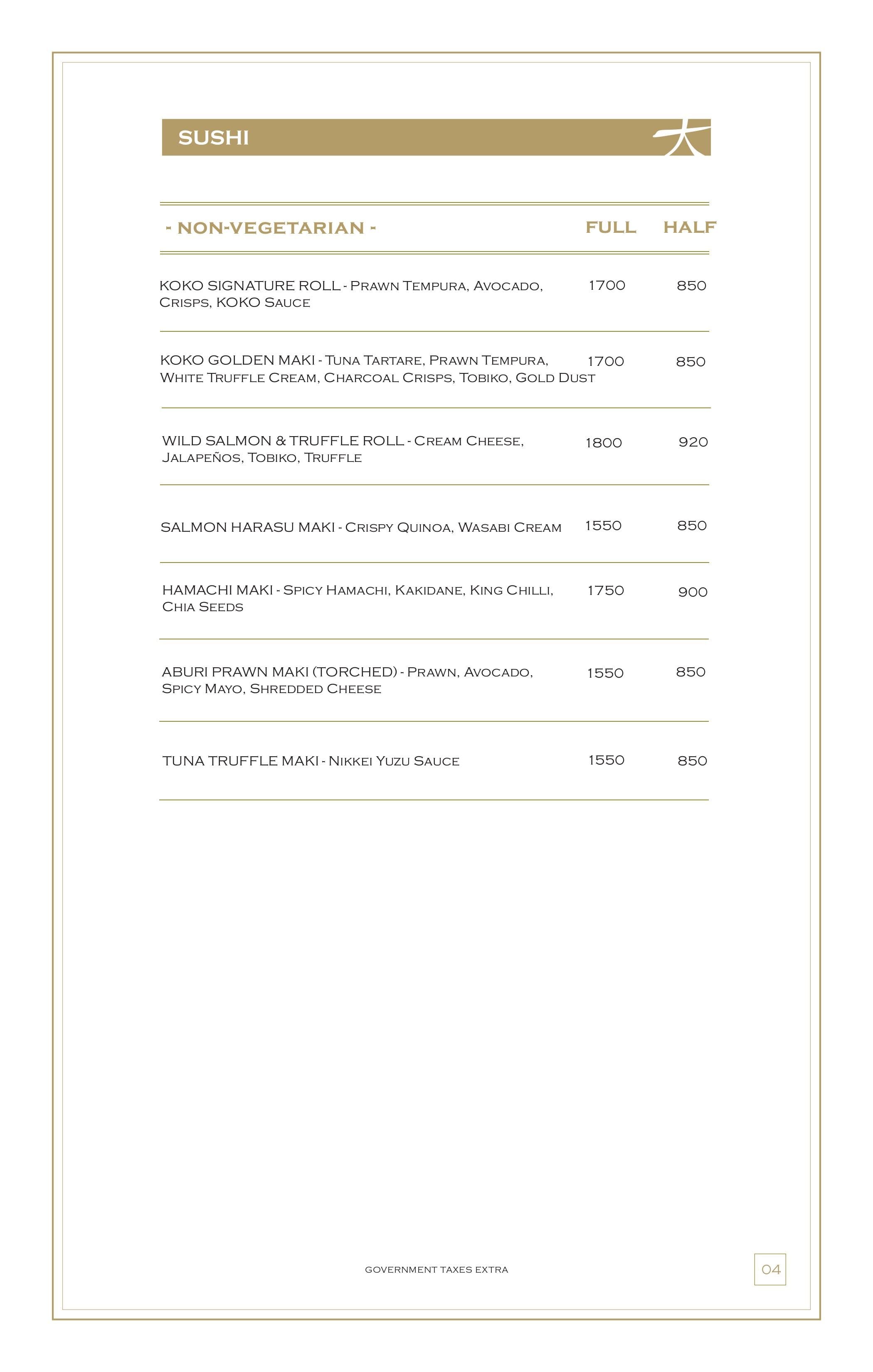 Dining Experience for Two at KOKO, East Bengaluru — Food menu