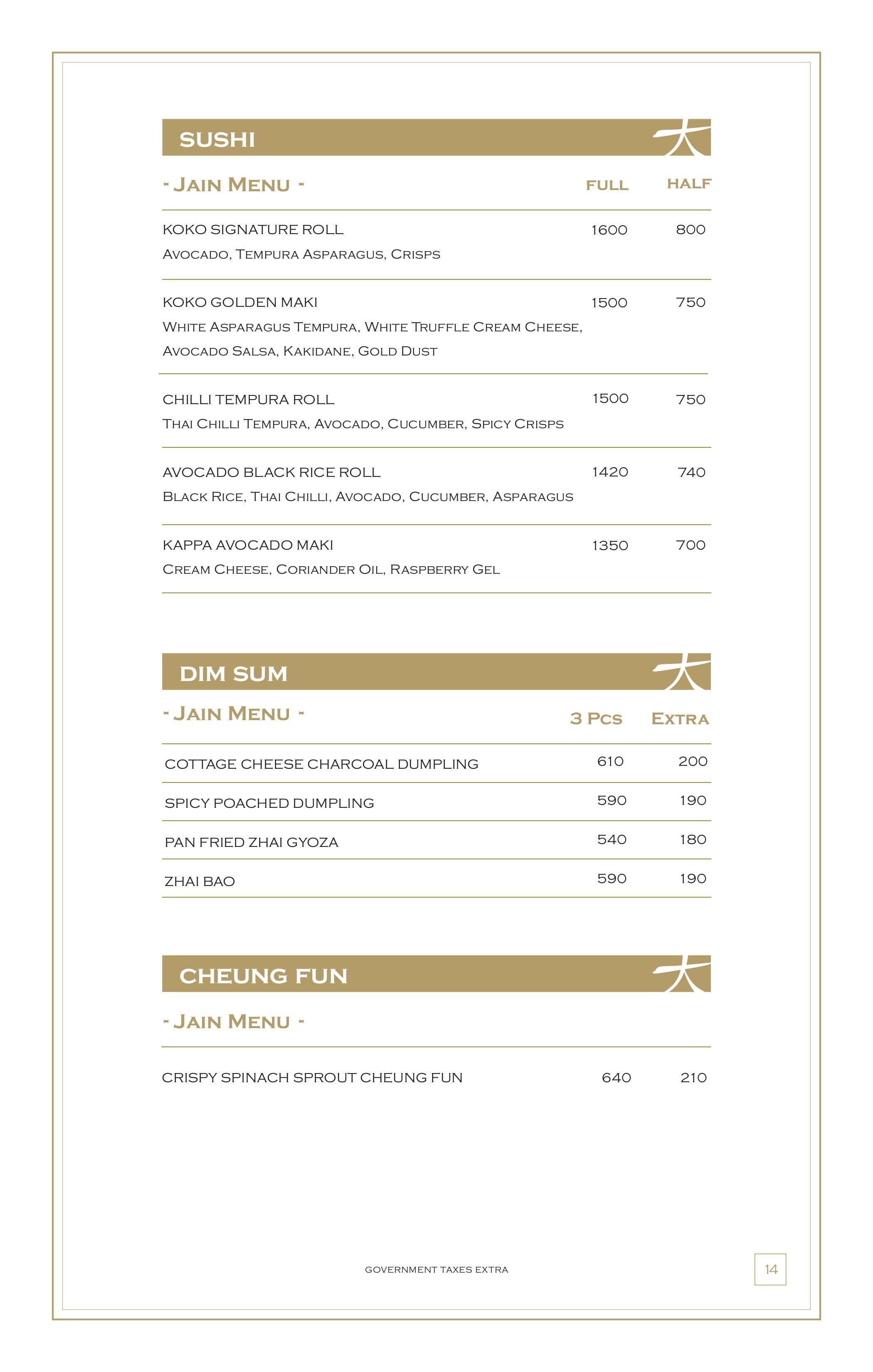 Dining Experience for Two at KOKO, East Bengaluru — Food menu