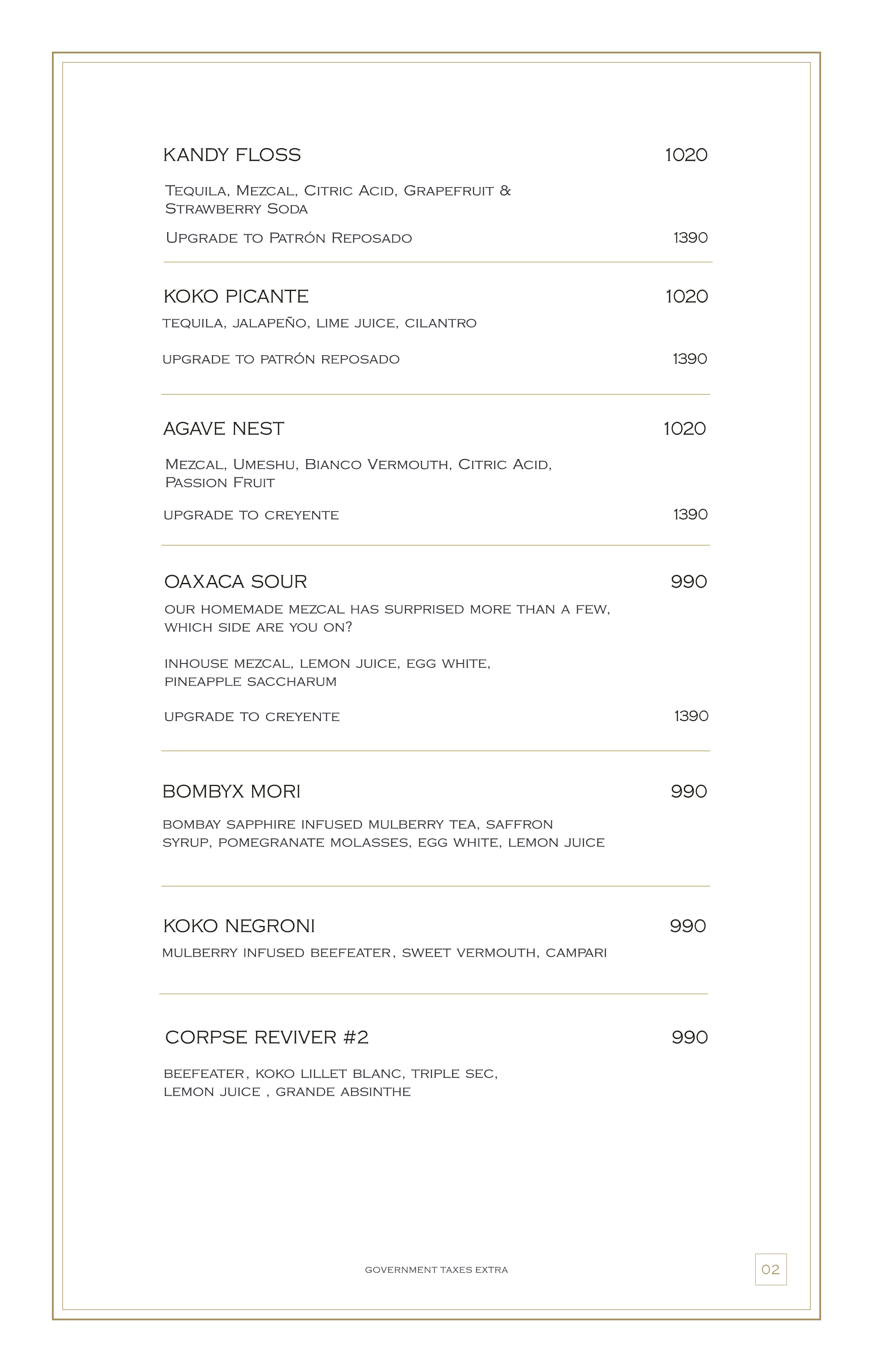 Dining Experience for Two at KOKO, East Bengaluru — Beverages menu