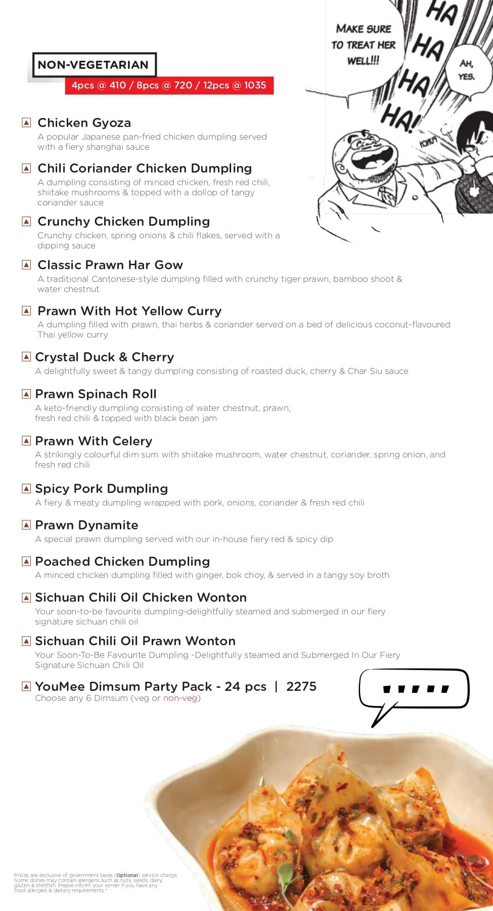 Dining Experience for Two at YouMee, Bannerghatta Road — Food menu