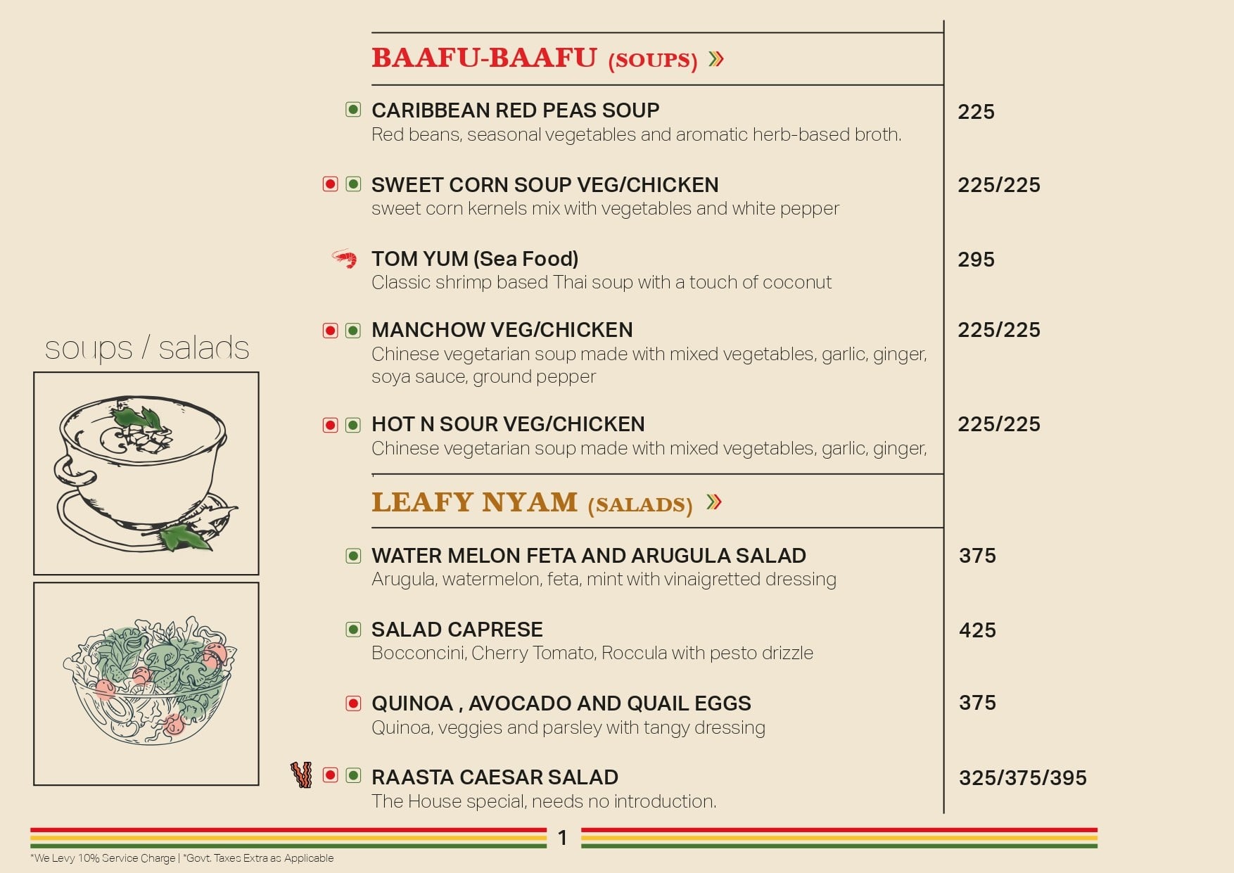 Menu of Raasta , Shivaji Nagar, Nagpur