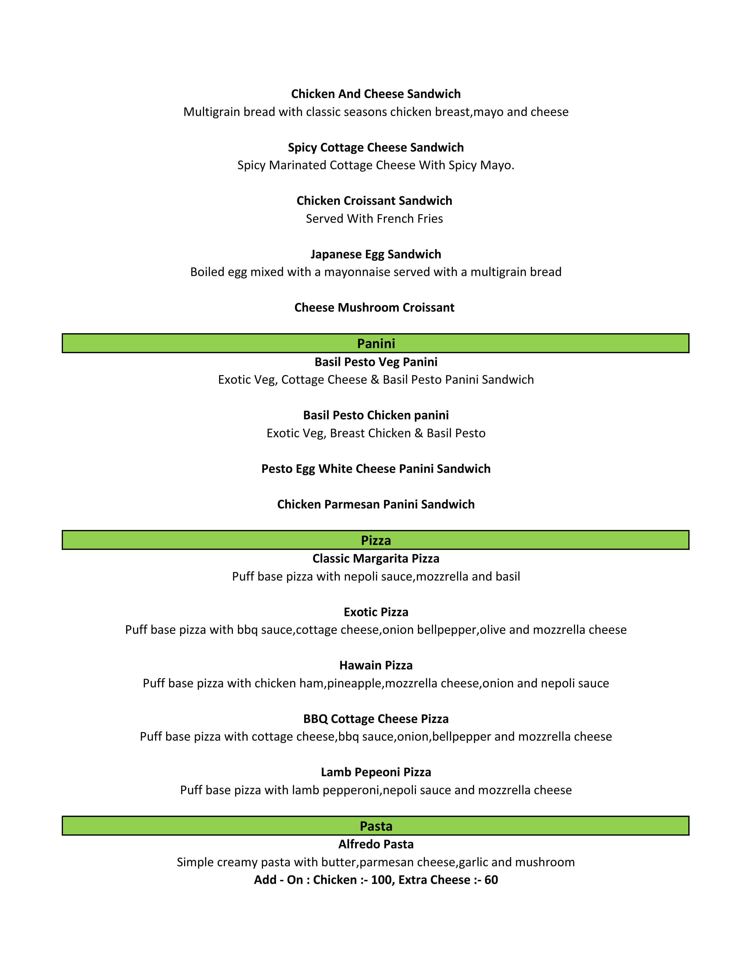 Menu of Ukusa, Jubilee Hills, Hyderabad