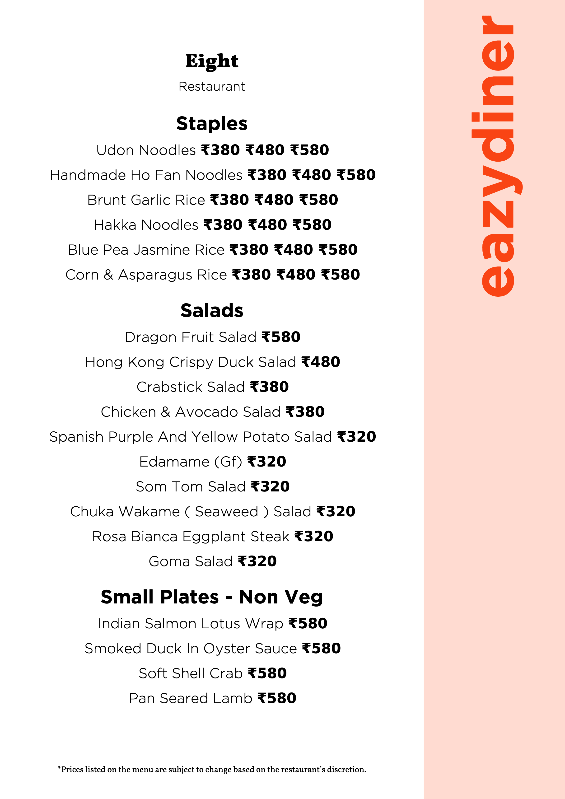 Menu of Eight, Phoenix Mall Of Asia, Yelahanka, Bengaluru Menu of Eight, Phoenix Mall Of Asia, Yelahanka, Bengaluru