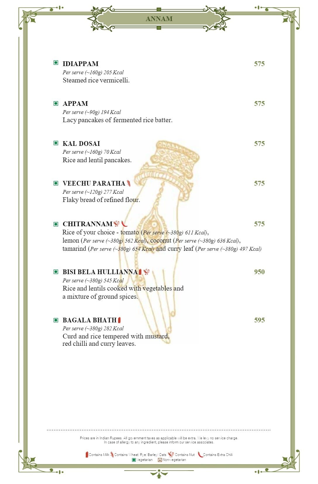 Dining Experience for Two at Dakshin, Mumbai — Food menu