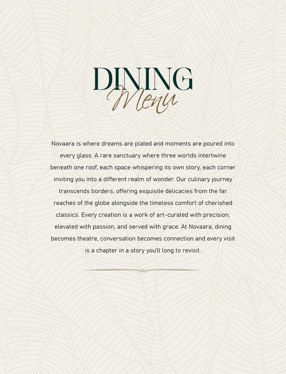 Dining Experience for Two at Novaara, Western Suburbs — Food menu