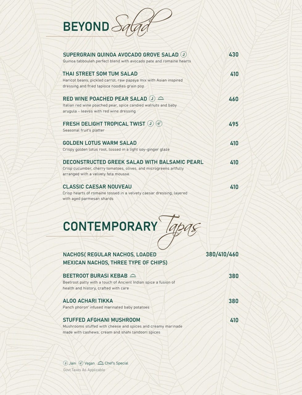 Dining Experience for Two at Novaara, Western Suburbs — Food menu