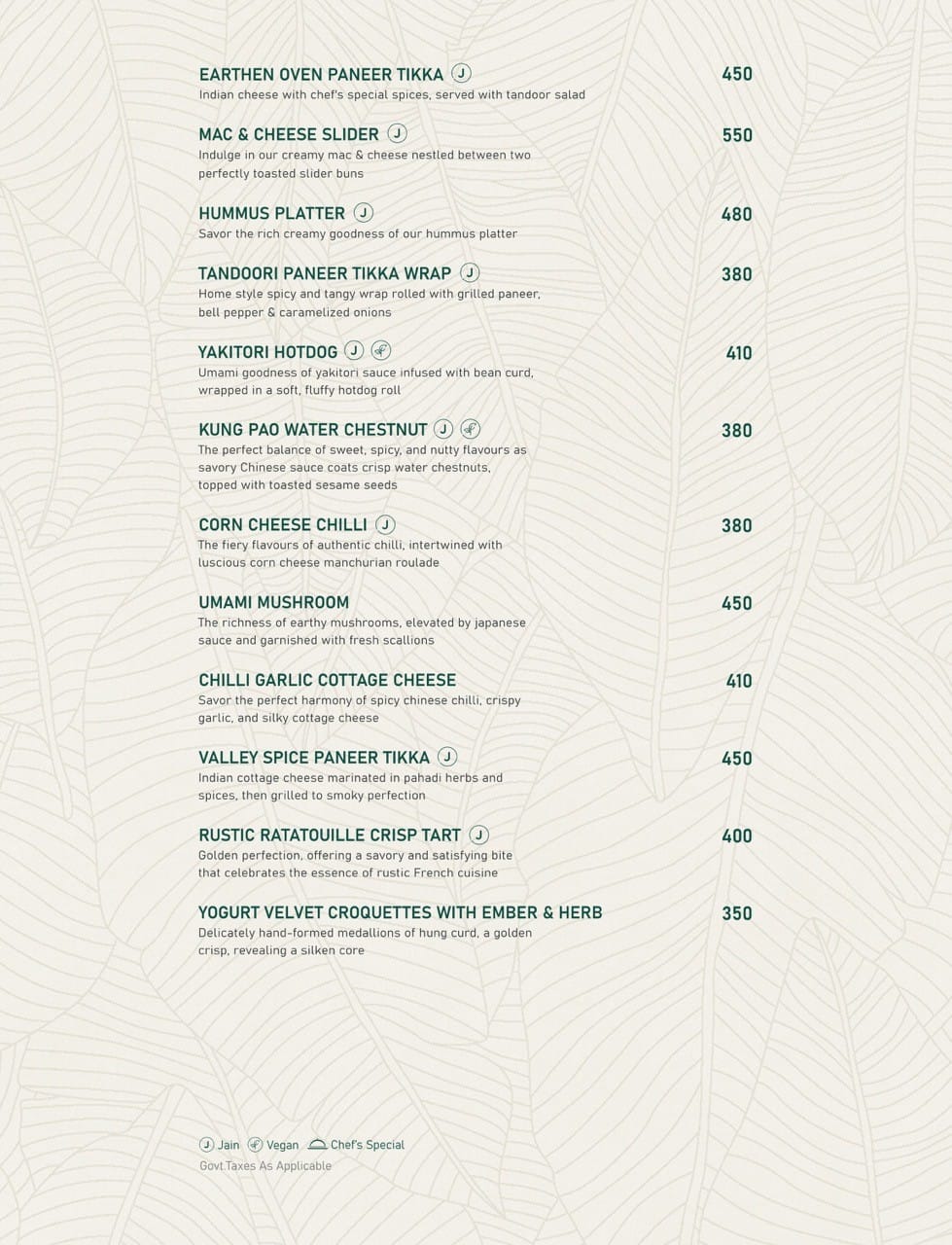 Dining Experience for Two at Novaara, Western Suburbs — Food menu