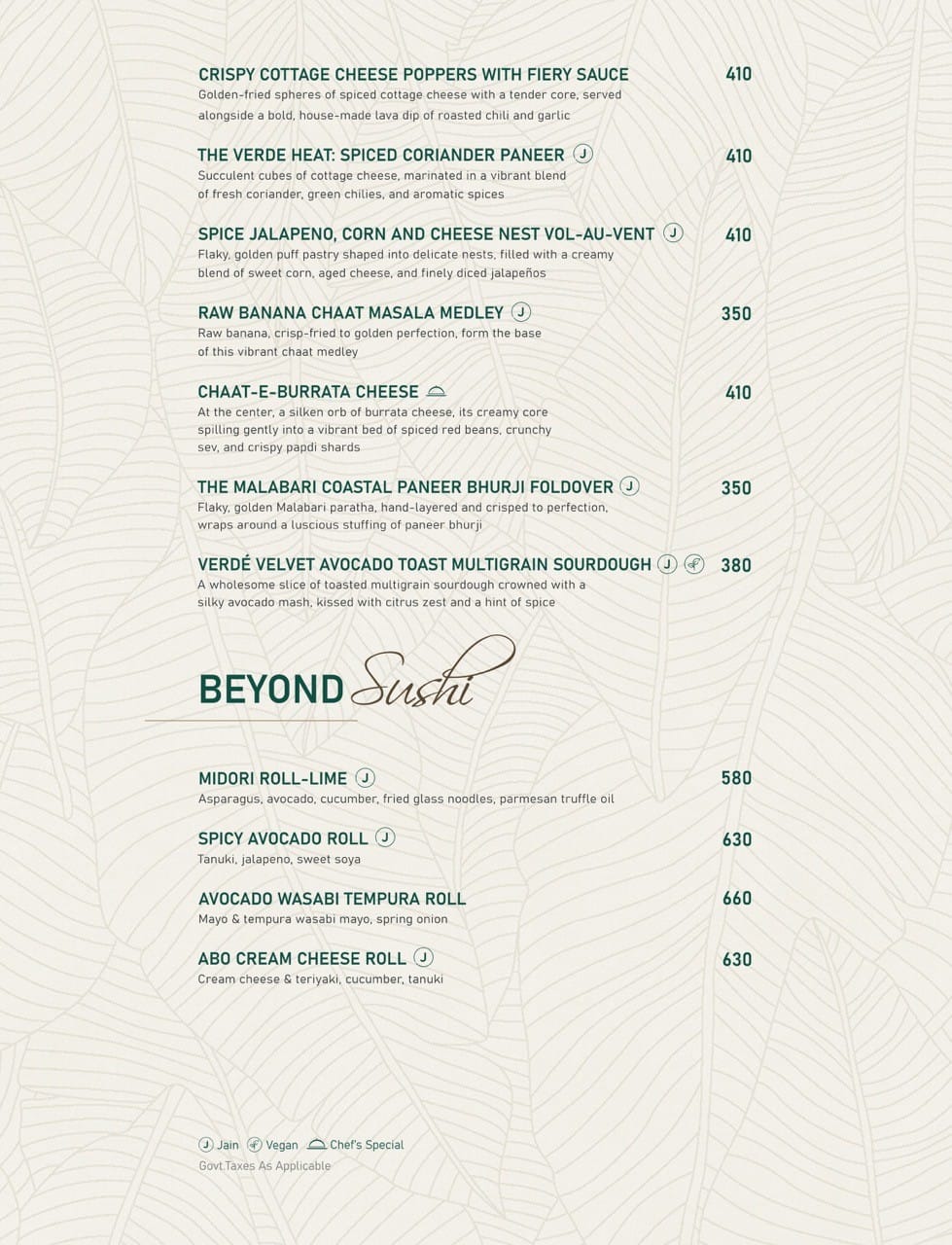 Dining Experience for Two at Novaara, Western Suburbs — Food menu