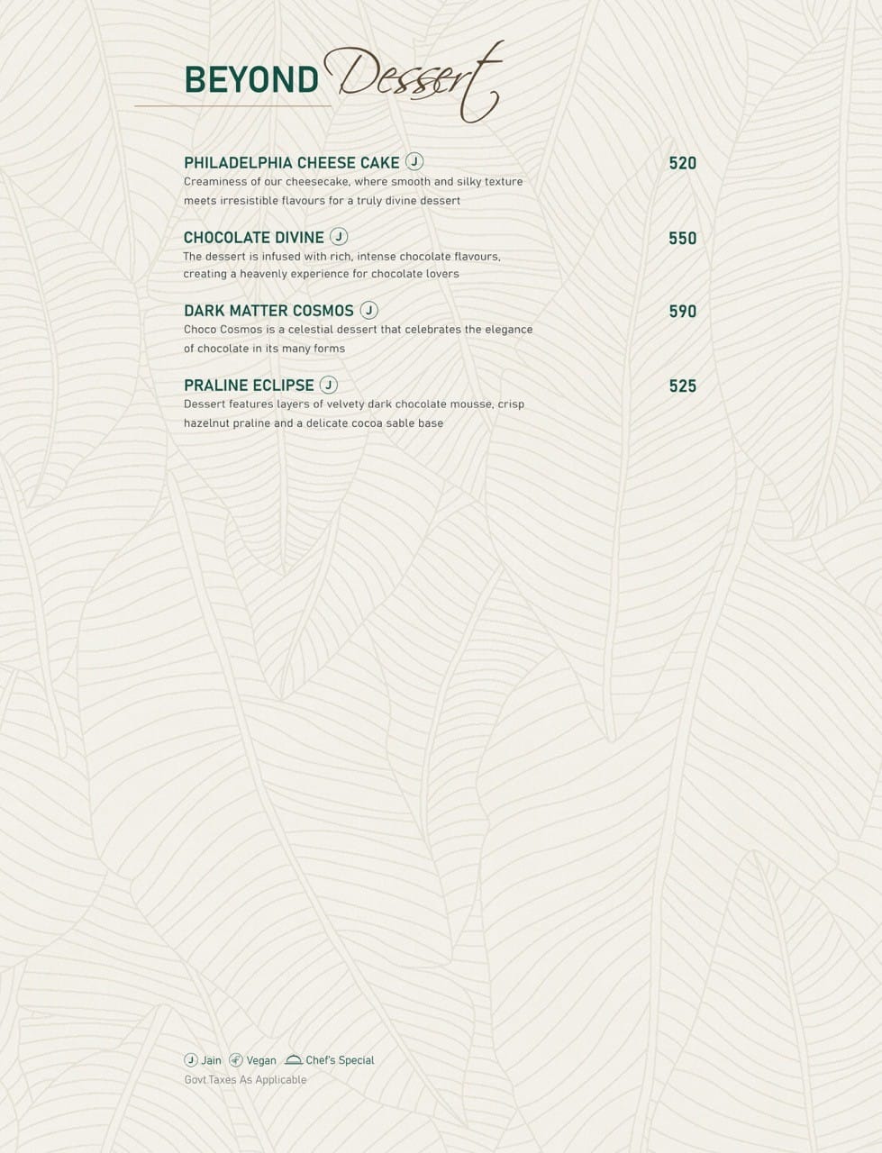 Dining Experience for Two at Novaara, Western Suburbs — Food menu