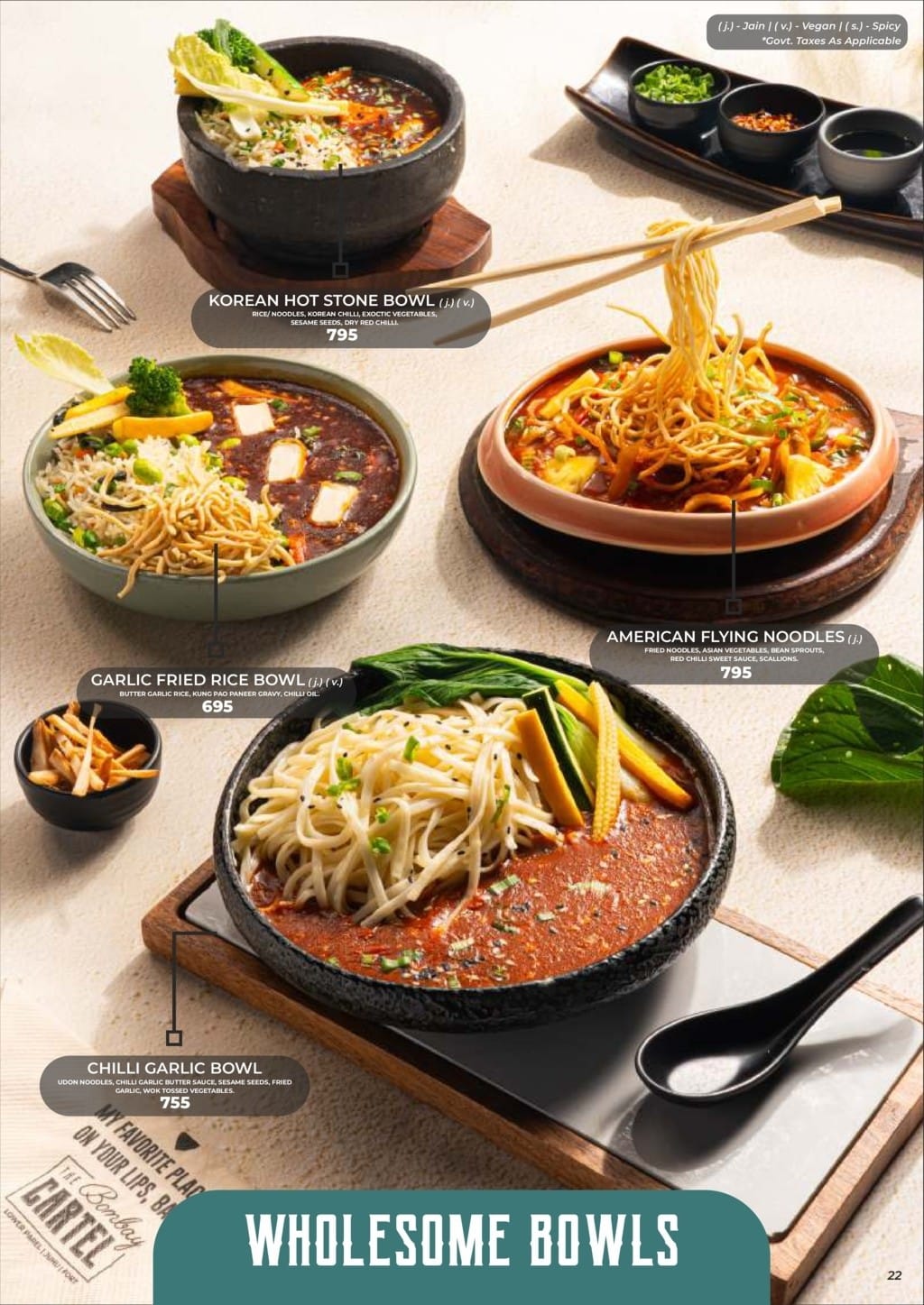 Dining Experience for Two at The Bombay Cartel, South Mumbai — Food menu