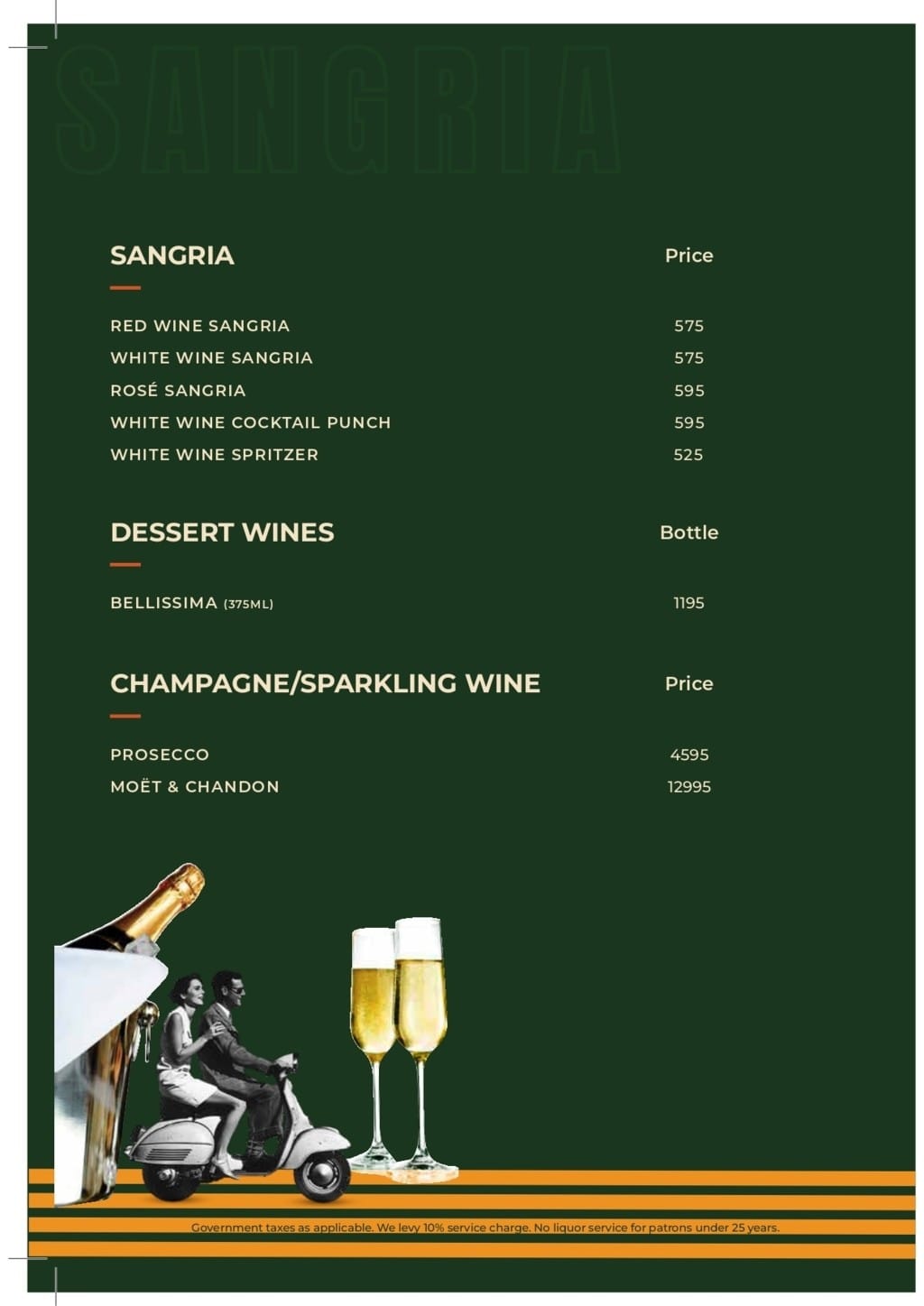 Dining Experience for Two at Pasta Street, West Delhi — Beverages menu