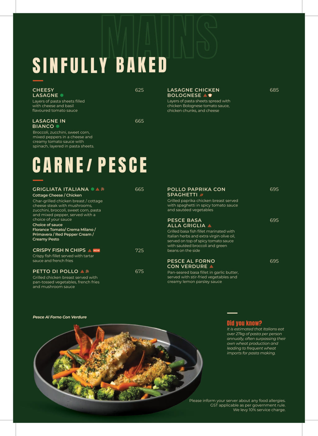 Dining Experience for Two at Pasta Street, West Delhi — Food menu