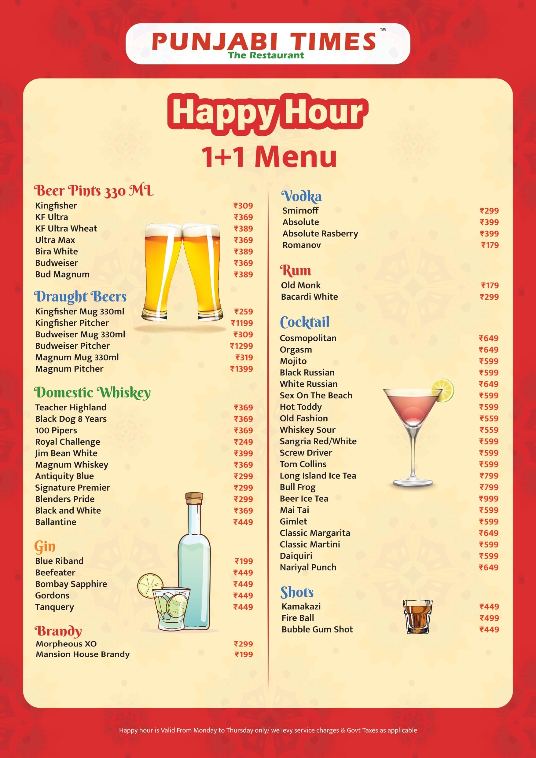 Dining Experience for Two at Punjabi Times, South Bengaluru — Beverages menu