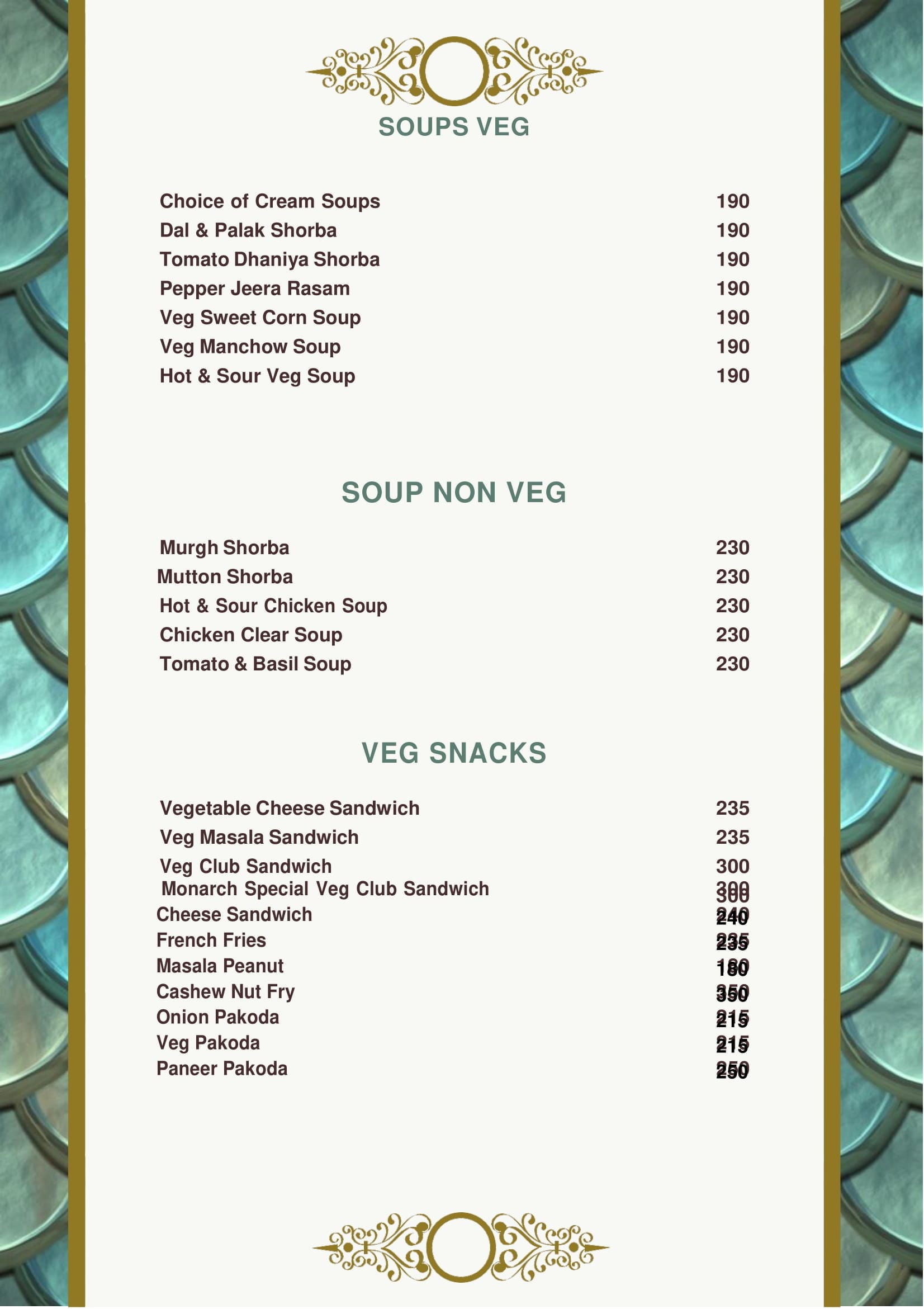 Dining Experience for Two at Monarch Cafe, Central Bengaluru — Food menu