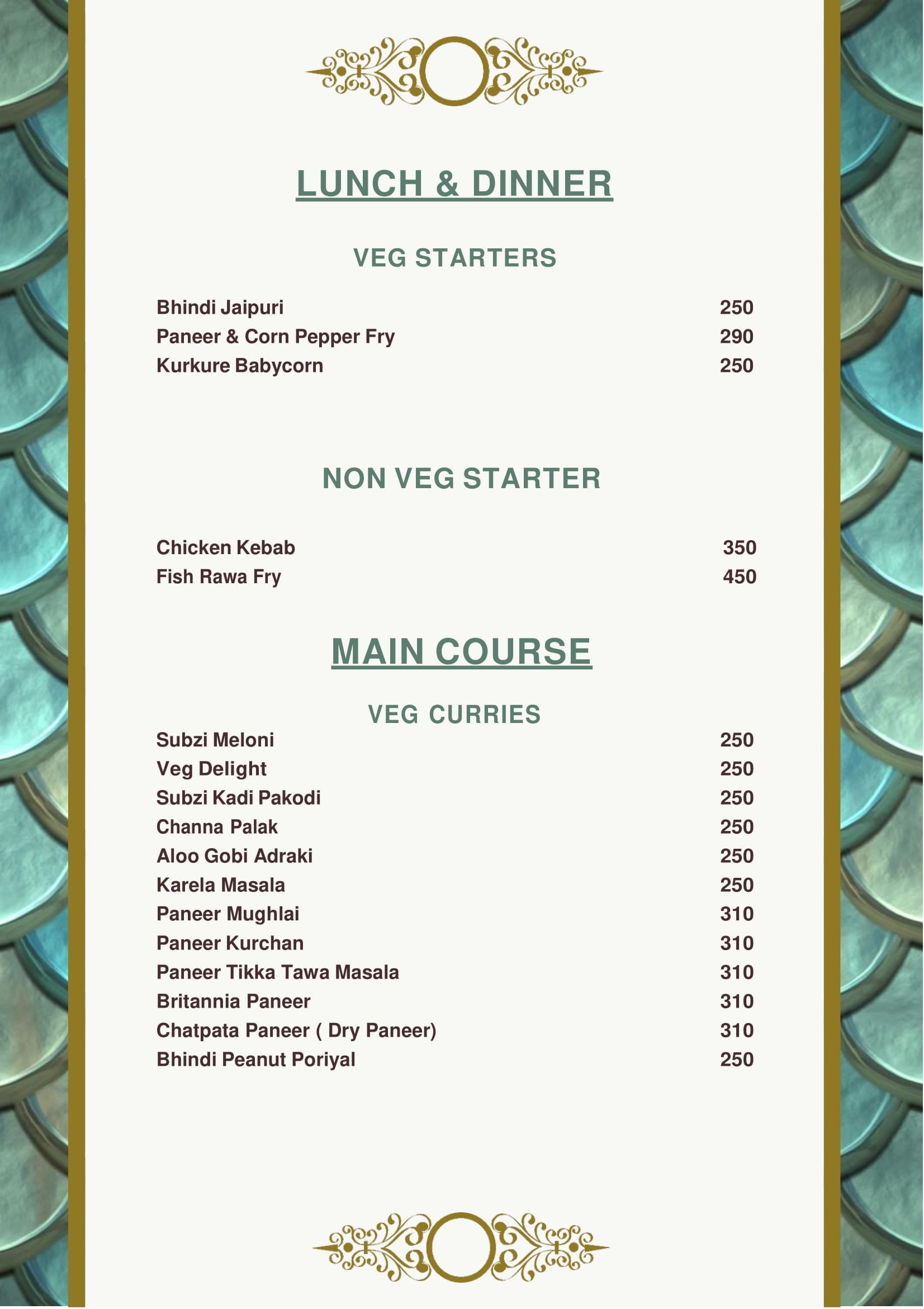 Dining Experience for Two at Monarch Cafe, Central Bengaluru — Food menu