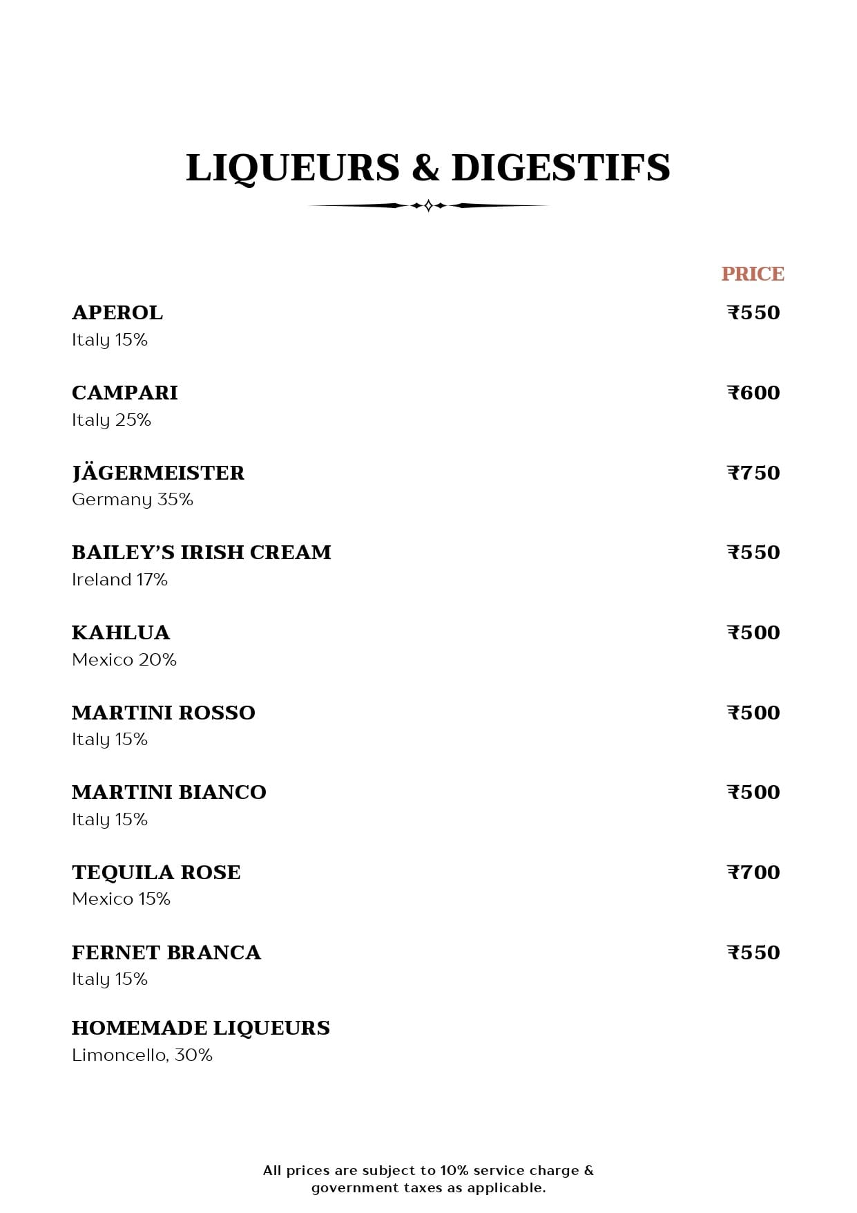 Dining Experience for Two at Mirage, Juhu garden — Beverages menu
