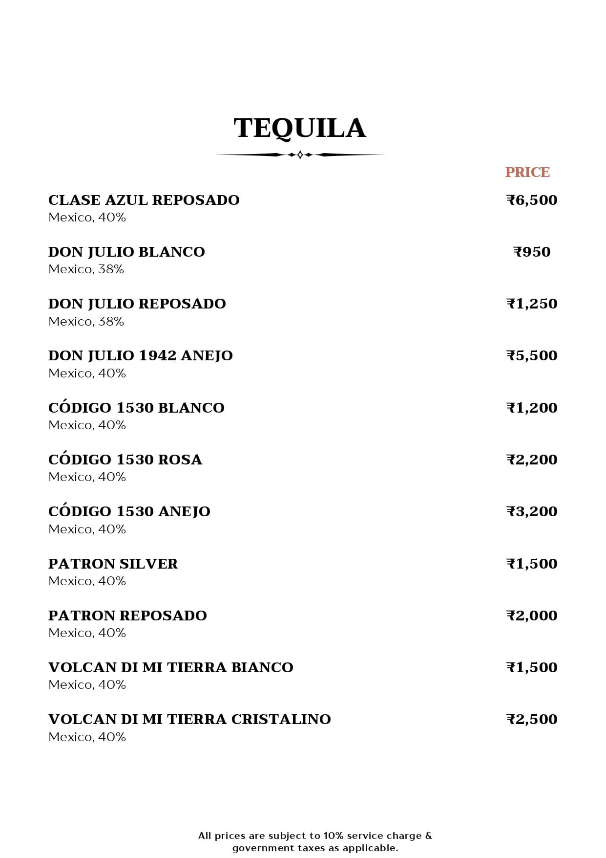 Dining Experience for Two at Mirage, Juhu garden — Beverages menu