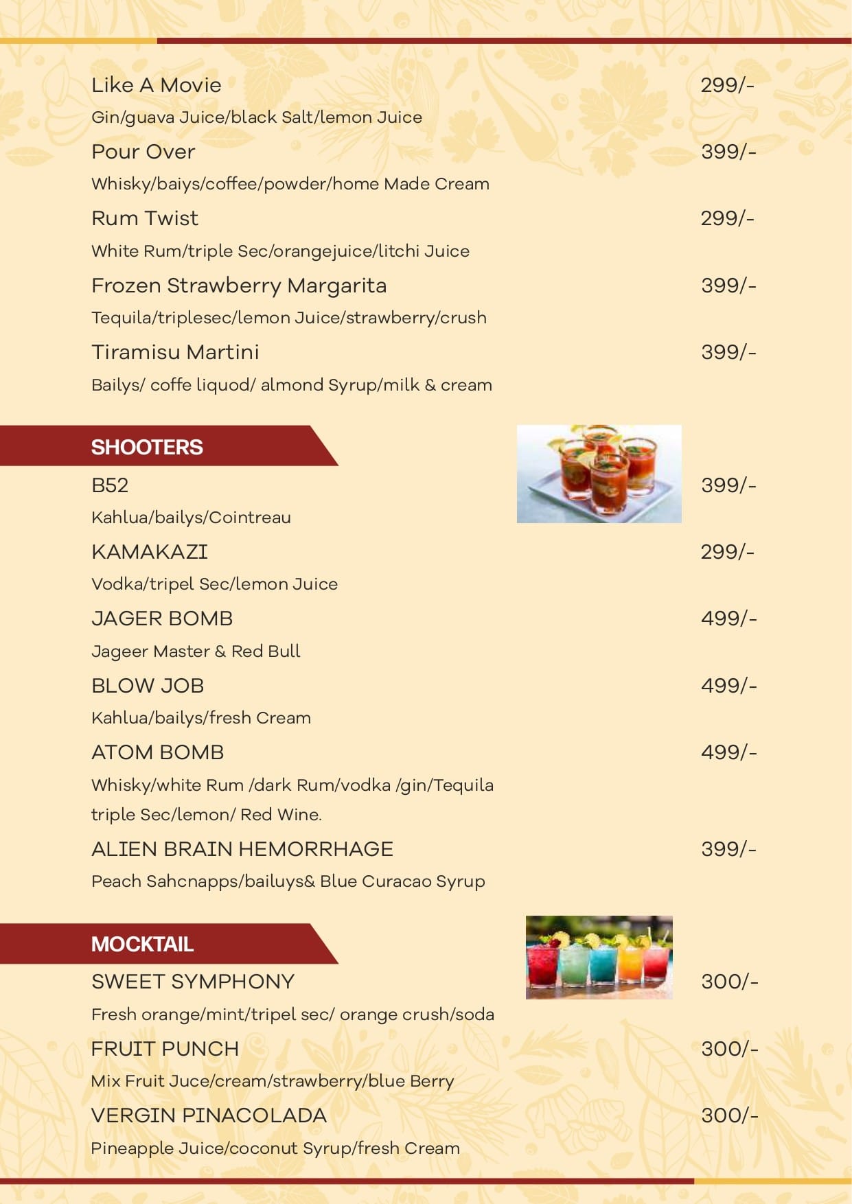 Dining Experience for Two at Flavours of Bharat, North Bengaluru — Beverages menu