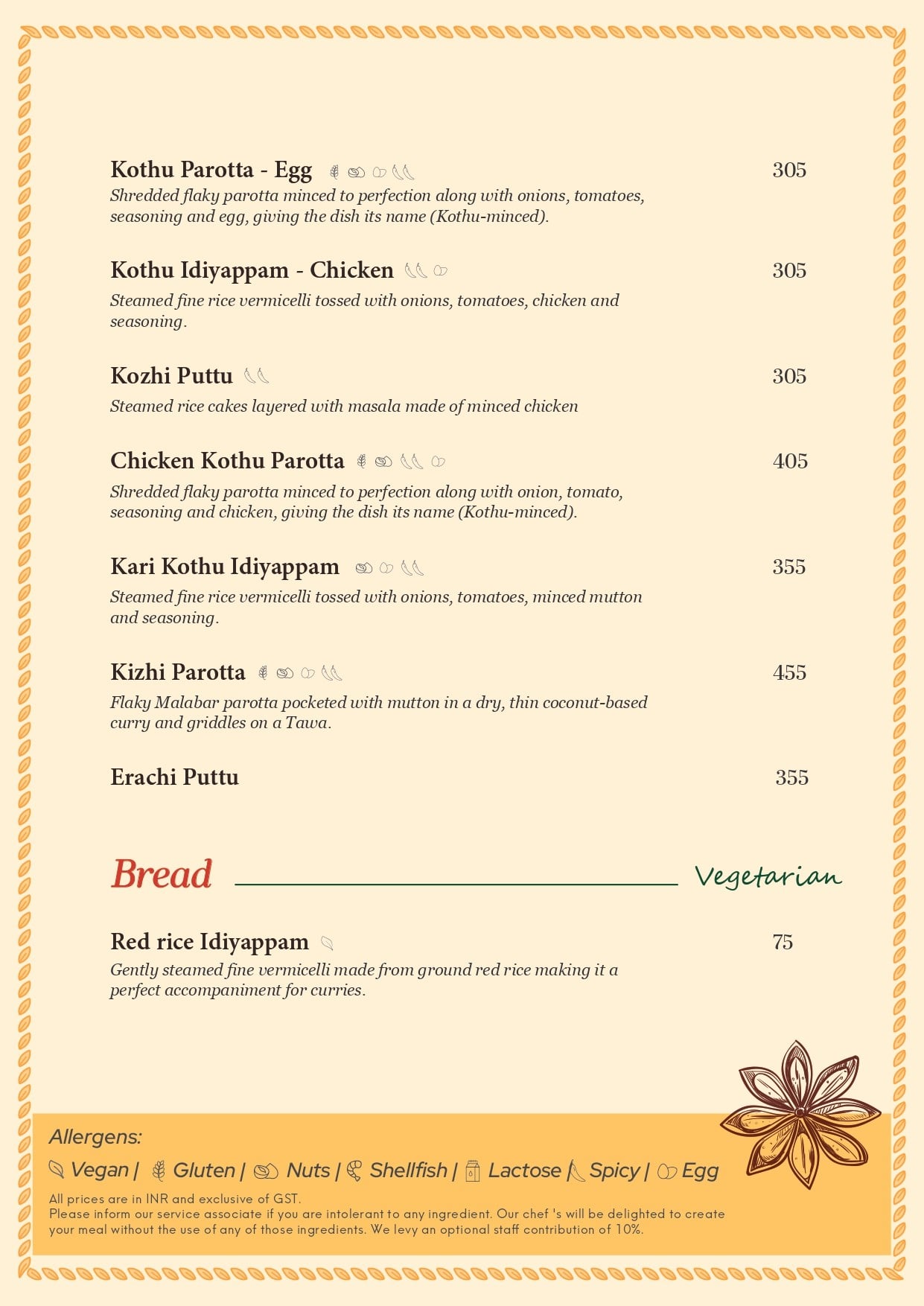 Menu of Rasanai, Pappanaickenpalayam, Coimbatore