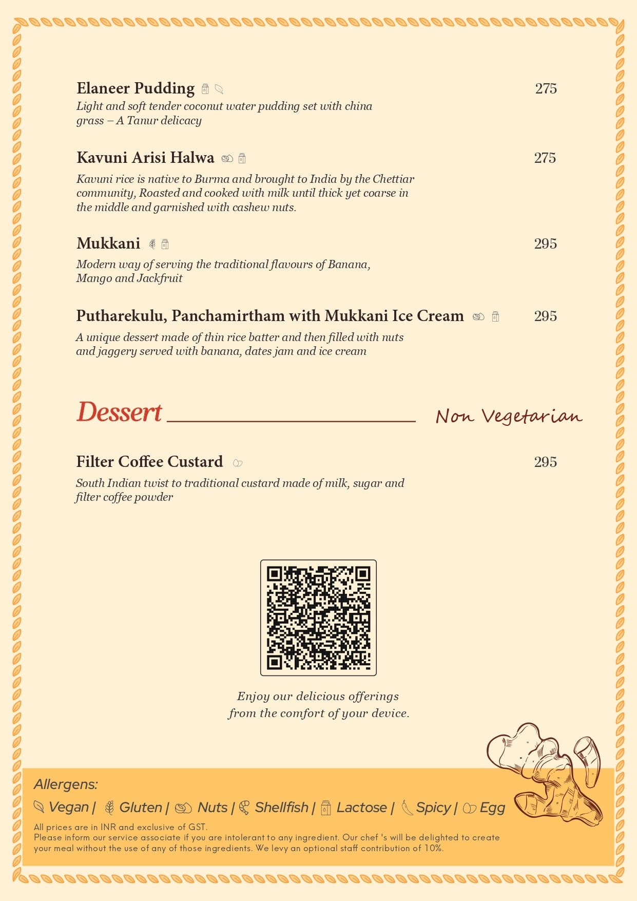 Menu of Rasanai, Pappanaickenpalayam, Coimbatore
