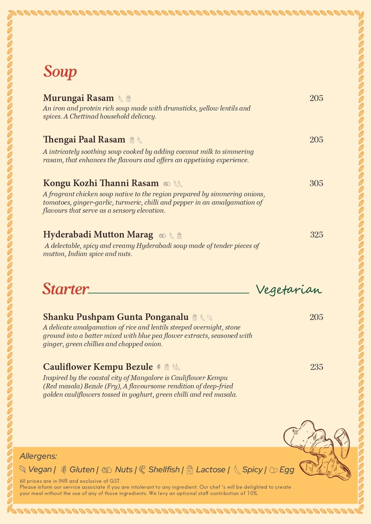Menu of Rasanai, Pappanaickenpalayam, Coimbatore