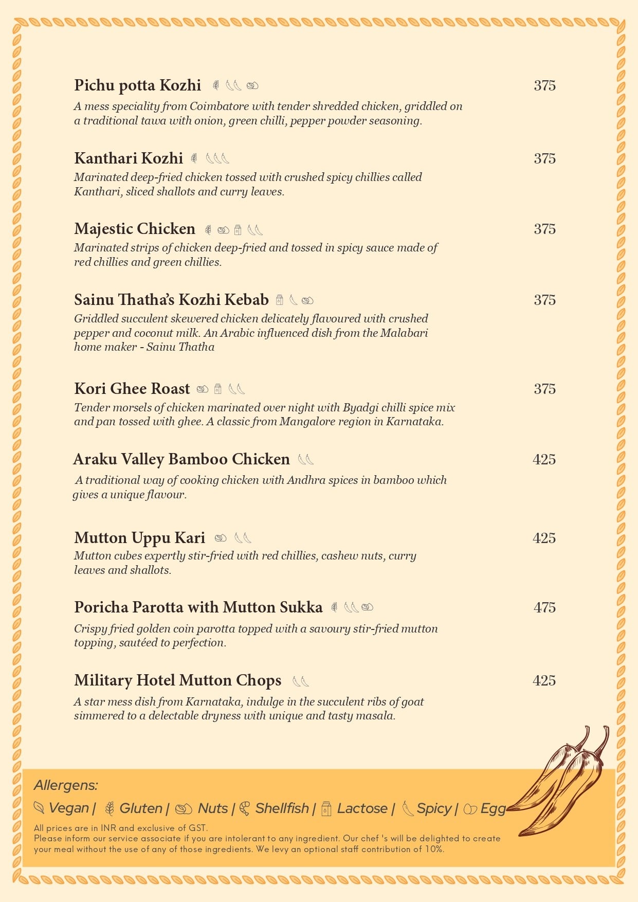 Menu of Rasanai, Pappanaickenpalayam, Coimbatore