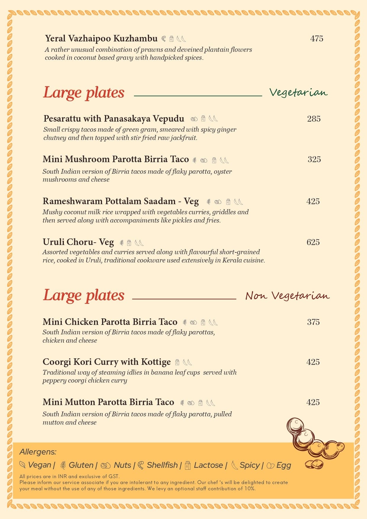Menu of Rasanai, Pappanaickenpalayam, Coimbatore