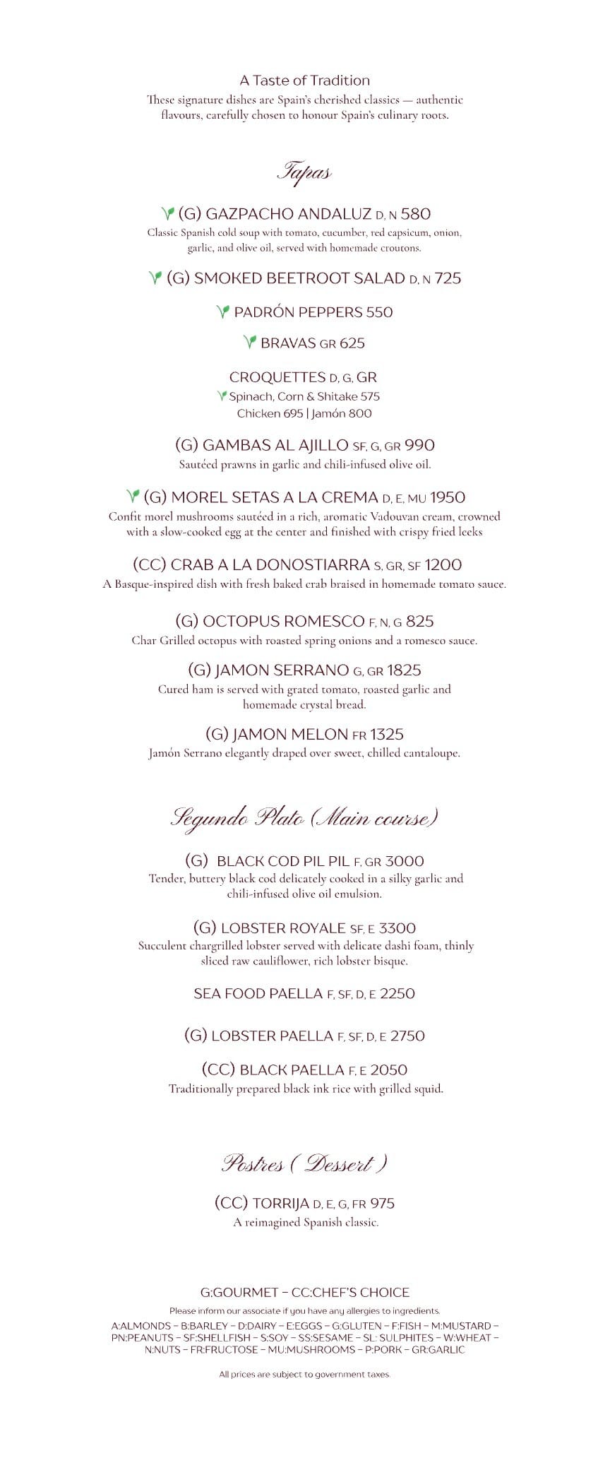 Dining Experience for Two at Milagro, South Mumbai — Food menu