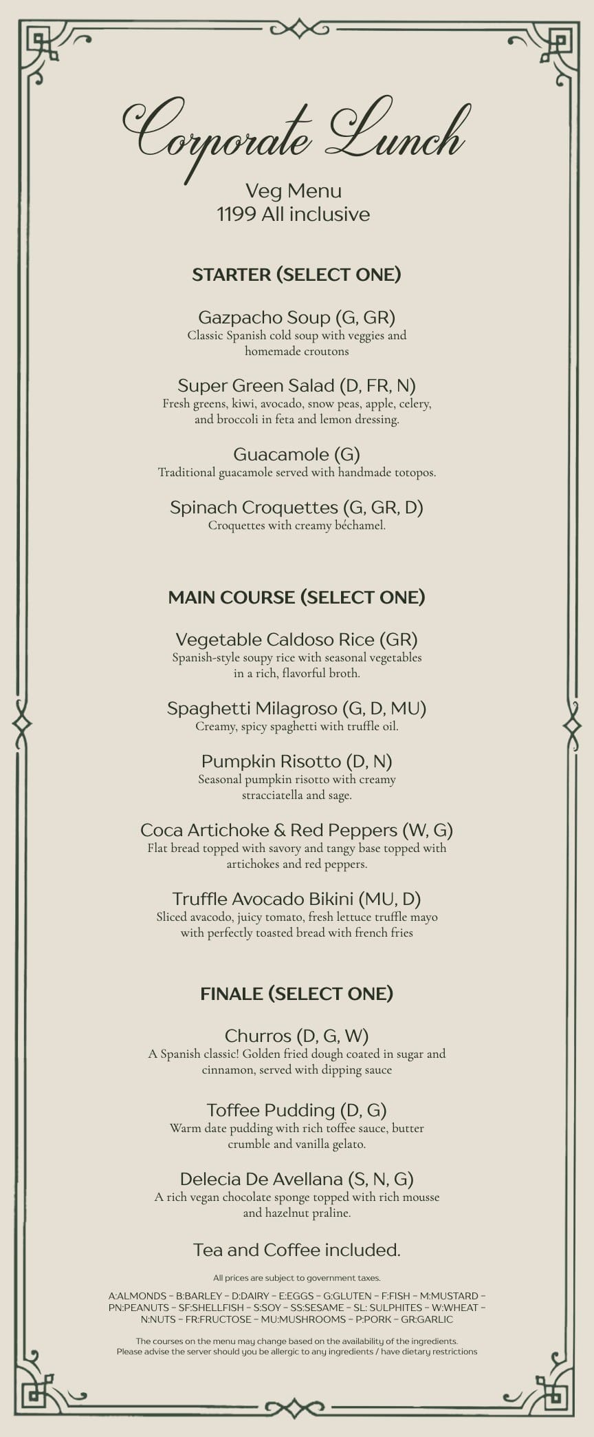 Dining Experience for Two at Milagro, South Mumbai — Food menu