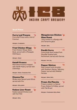 Menu of ICB Indian Craft Brewery, Manyata Tech Park, Nagawara