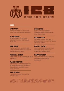Menu of ICB Indian Craft Brewery, Manyata Tech Park, Nagawara