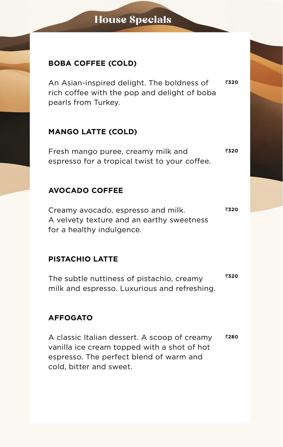 Dining Experience for Two at Levista Gourmet Studio, Central Bengaluru — Beverages menu