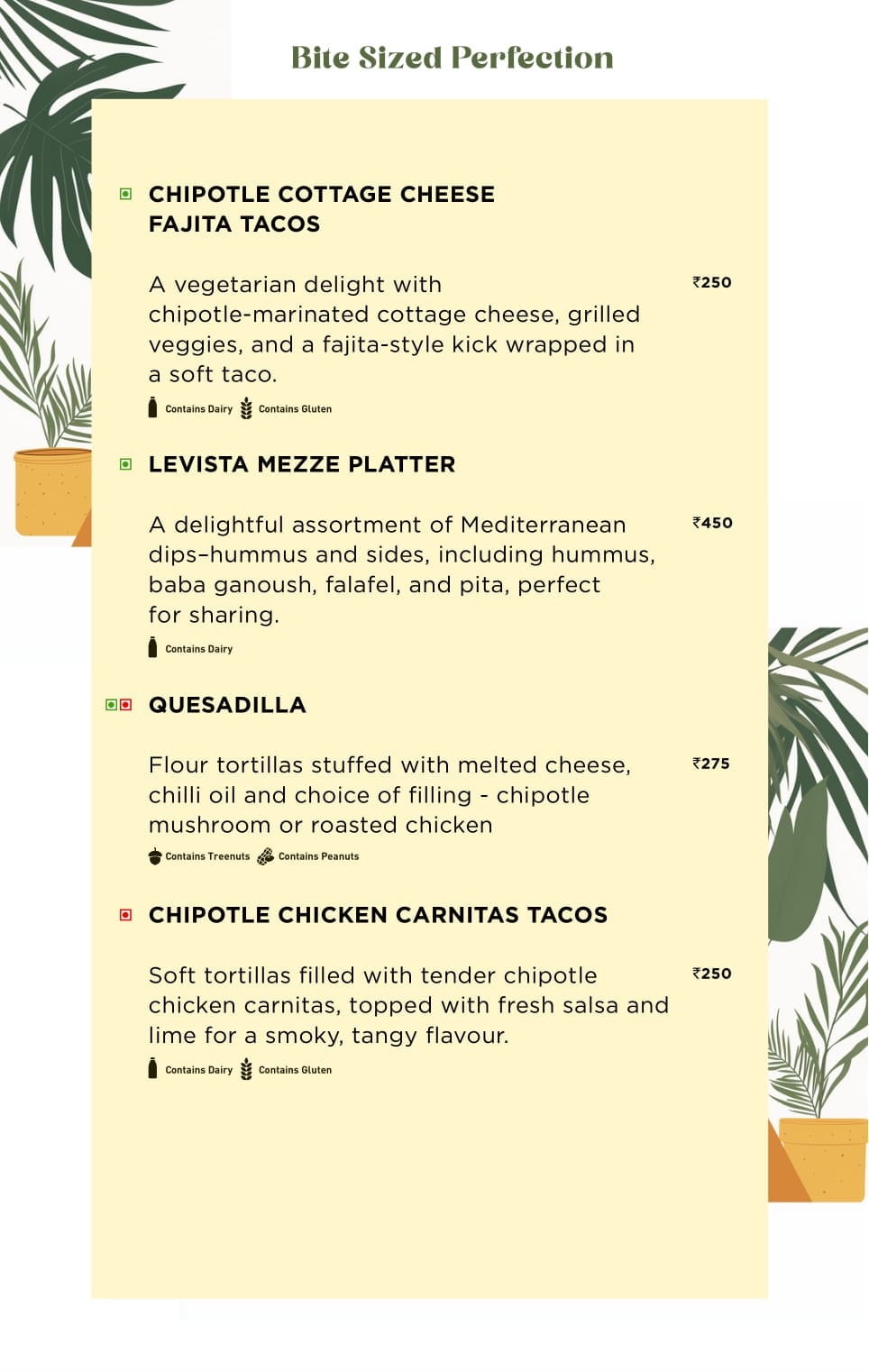Dining Experience for Two at Levista Gourmet Studio, Central Bengaluru — Food menu