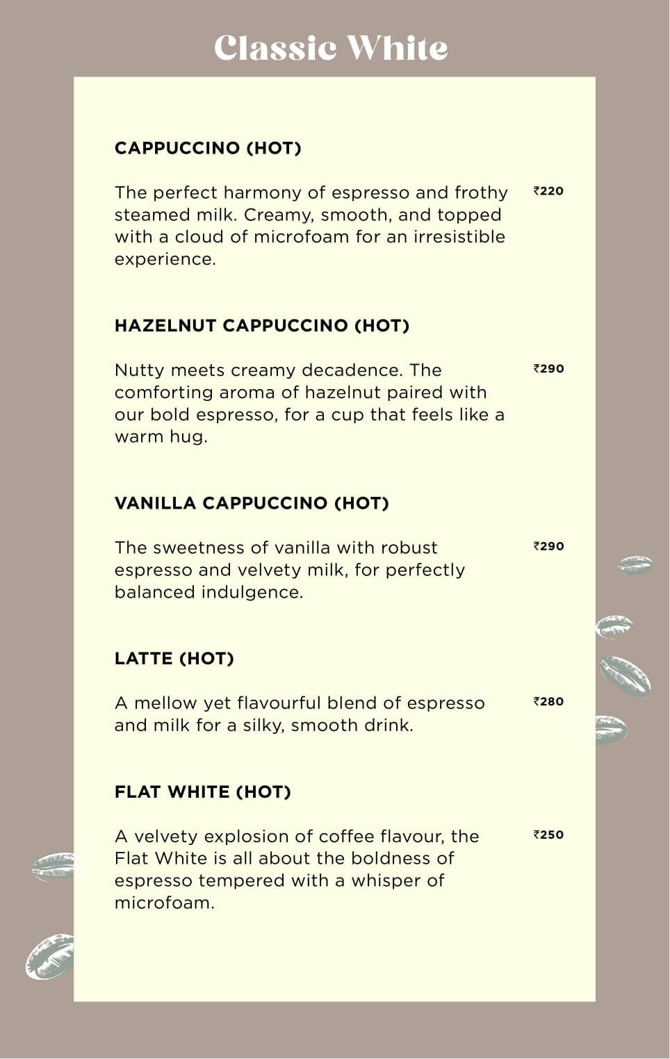 Dining Experience for Two at Levista Gourmet Studio, Central Bengaluru — Beverages menu