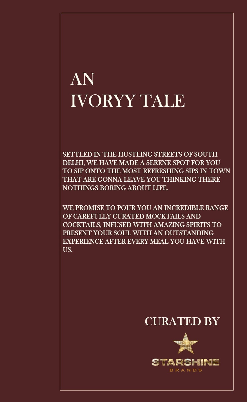 Dining Experience for Two at Ivoryy Fusion Bar, Central Delhi — Beverages menu