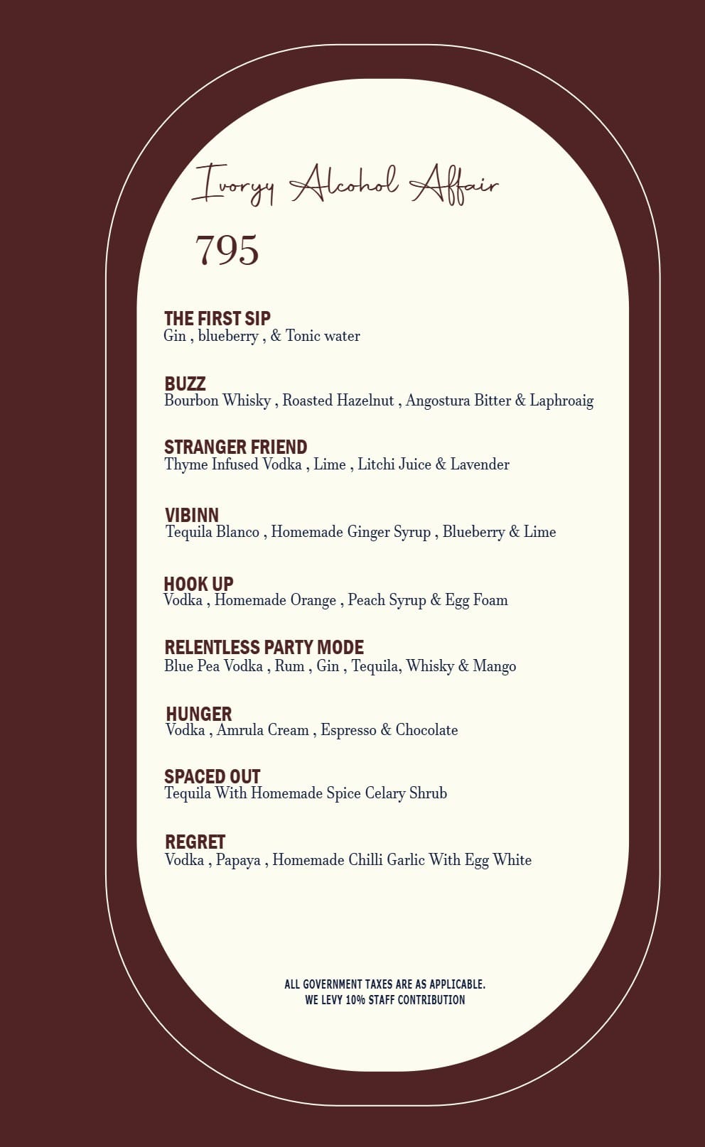 Dining Experience for Two at Ivoryy Fusion Bar, Central Delhi — Beverages menu